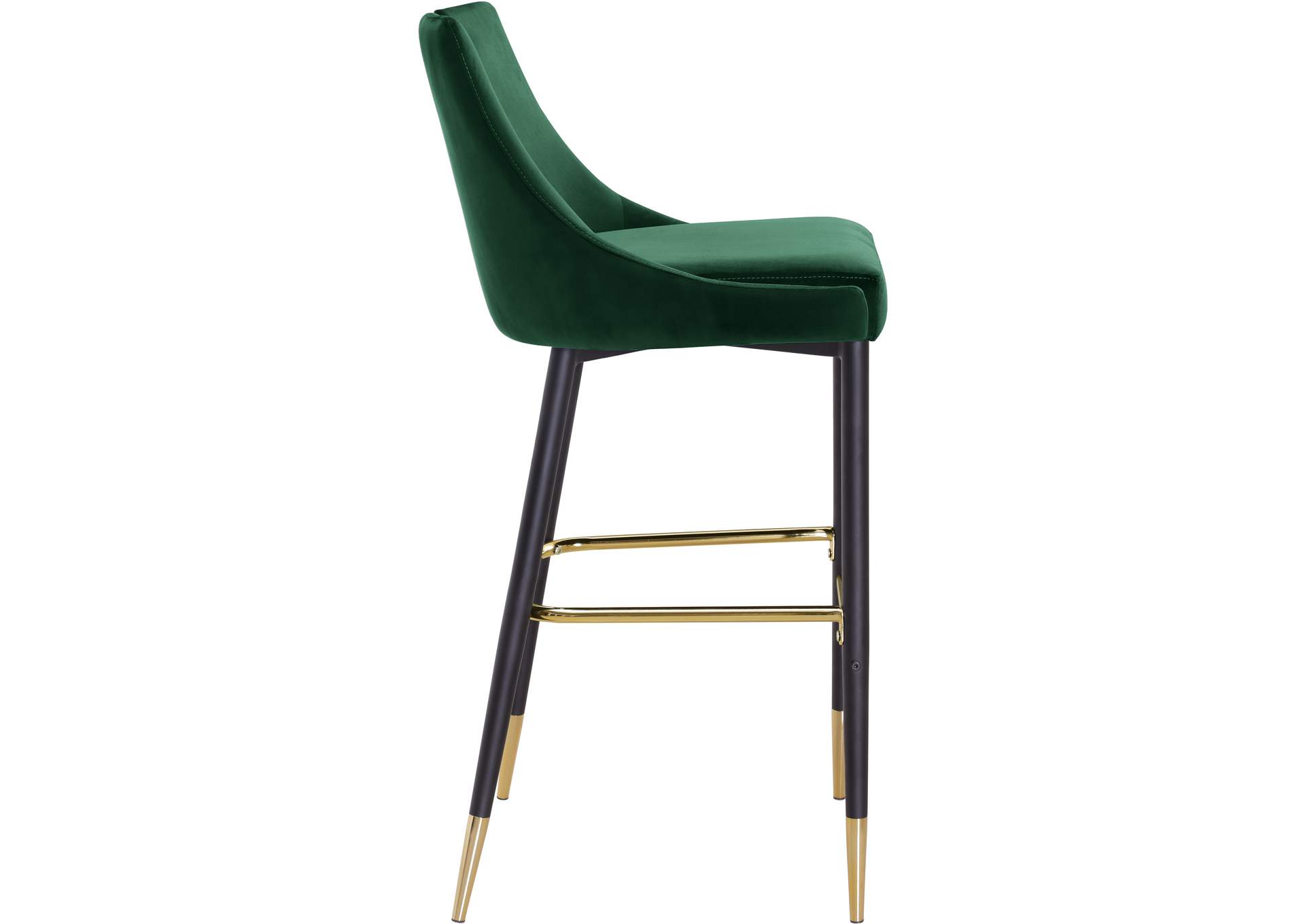 Sleek Green Velvet Stool Set of 2,Meridian Furniture