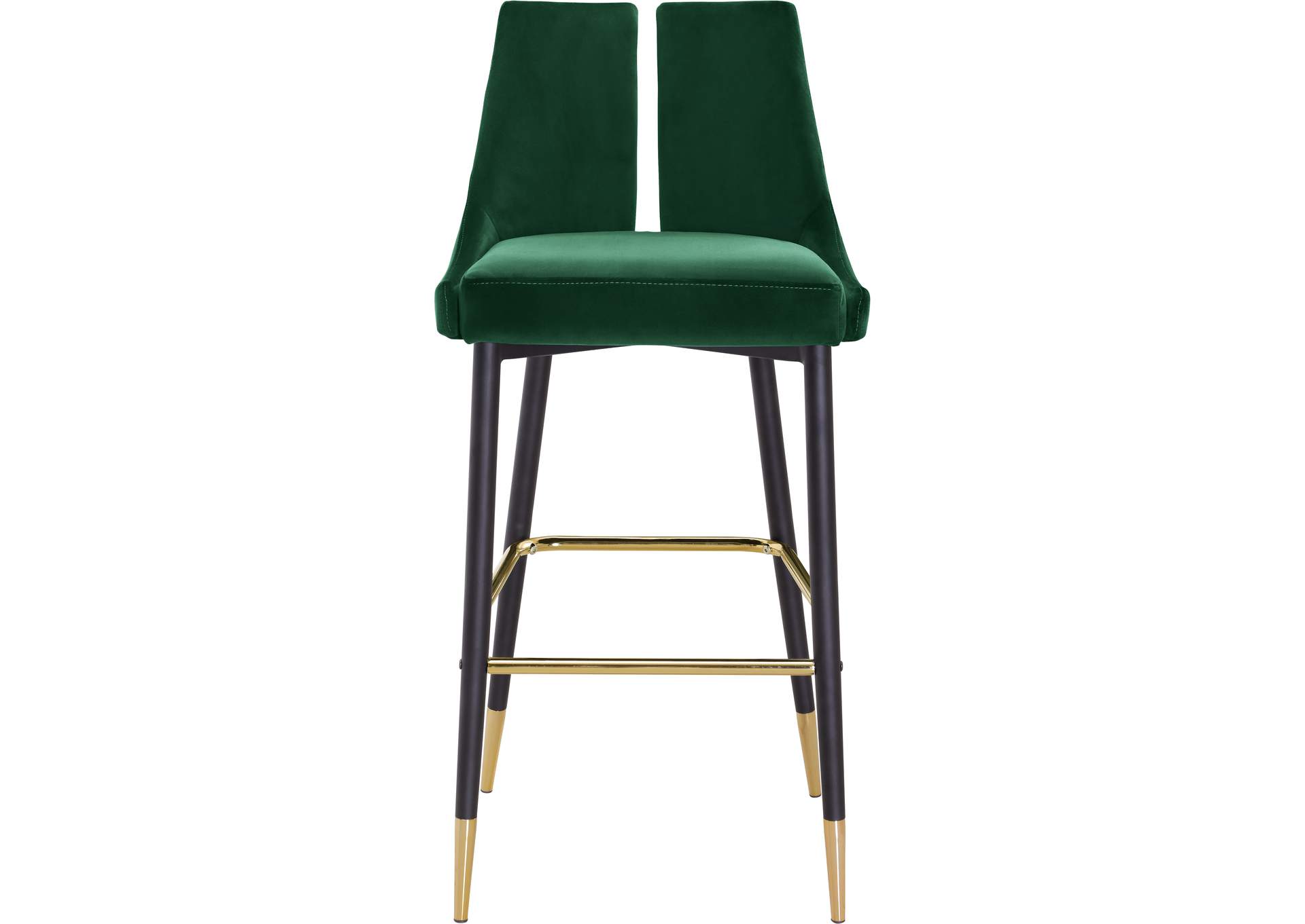 Sleek Green Velvet Stool Set of 2,Meridian Furniture