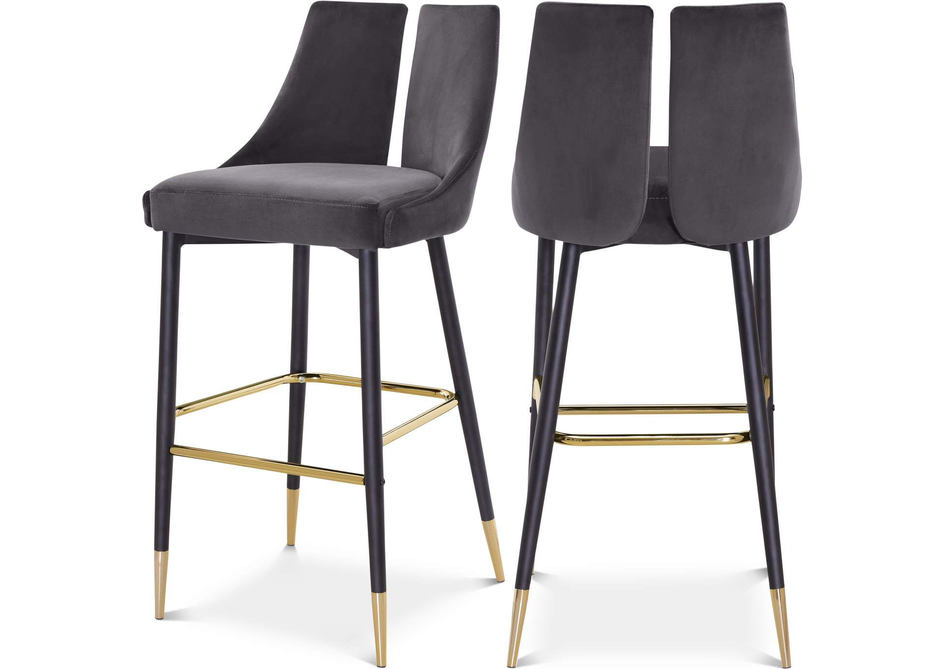 Sleek Grey Velvet Stool,Meridian Furniture