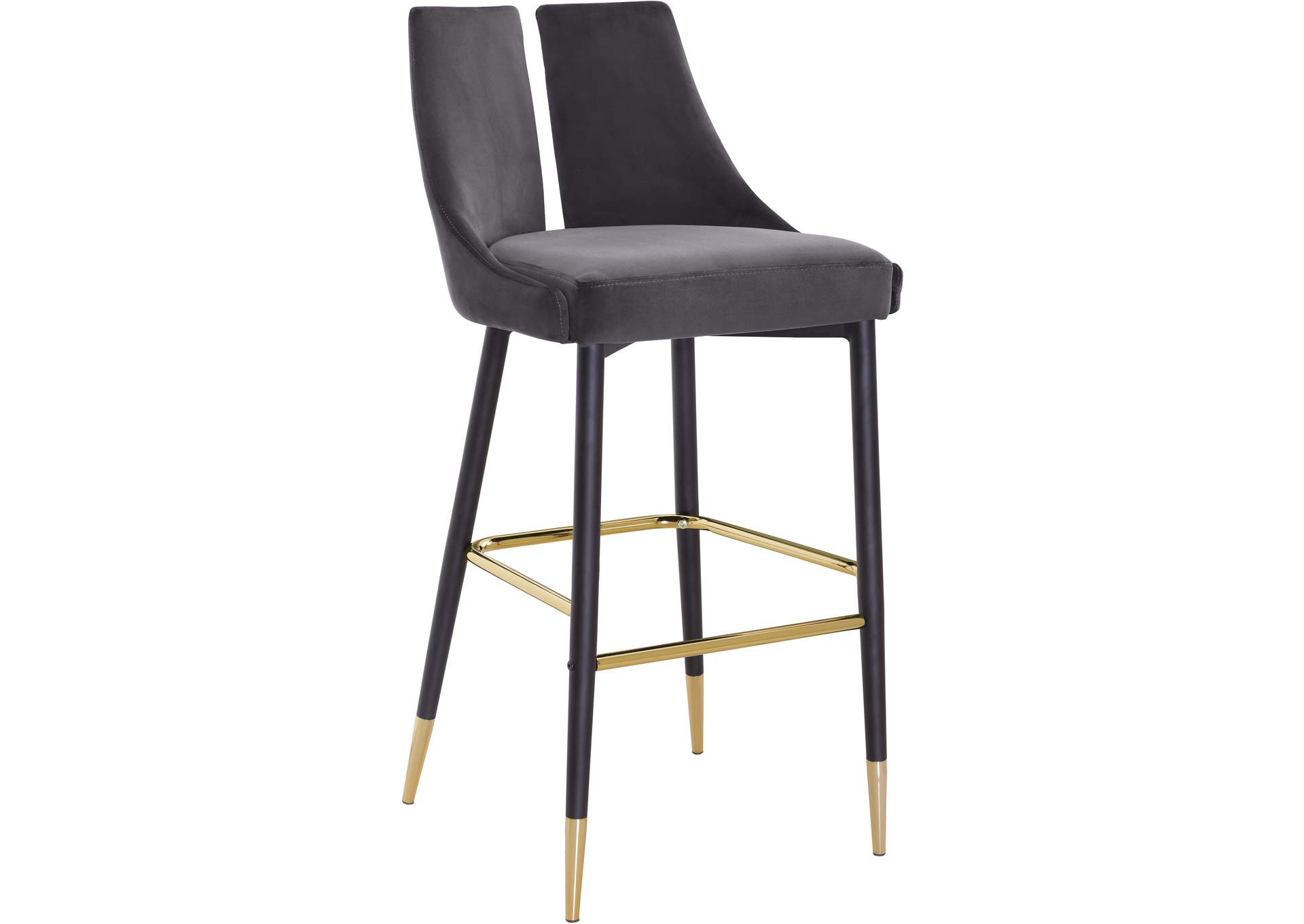 Sleek Grey Velvet Stool,Meridian Furniture