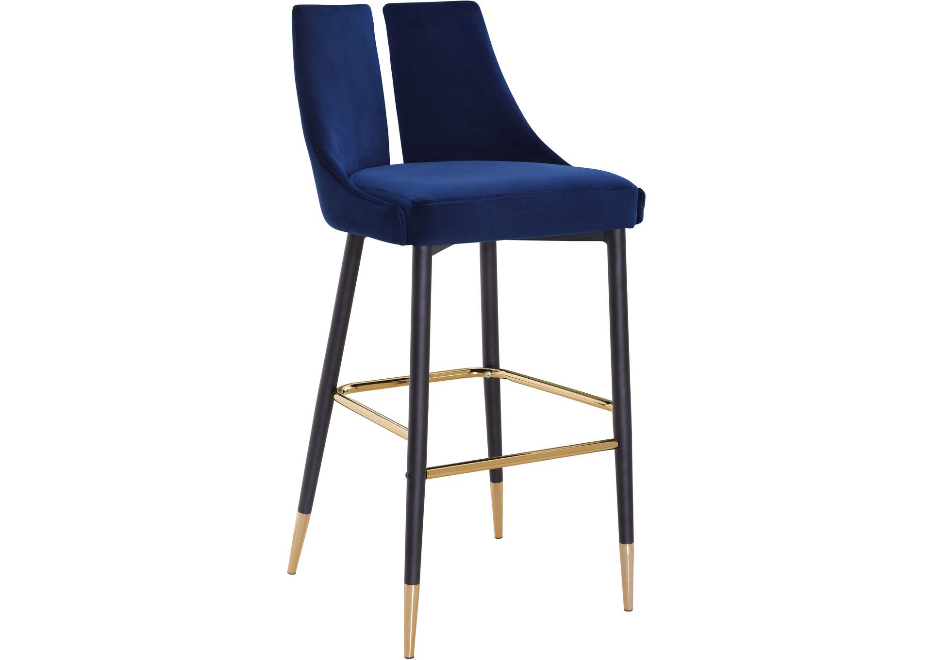 Sleek Navy Velvet Stool Set of 2,Meridian Furniture