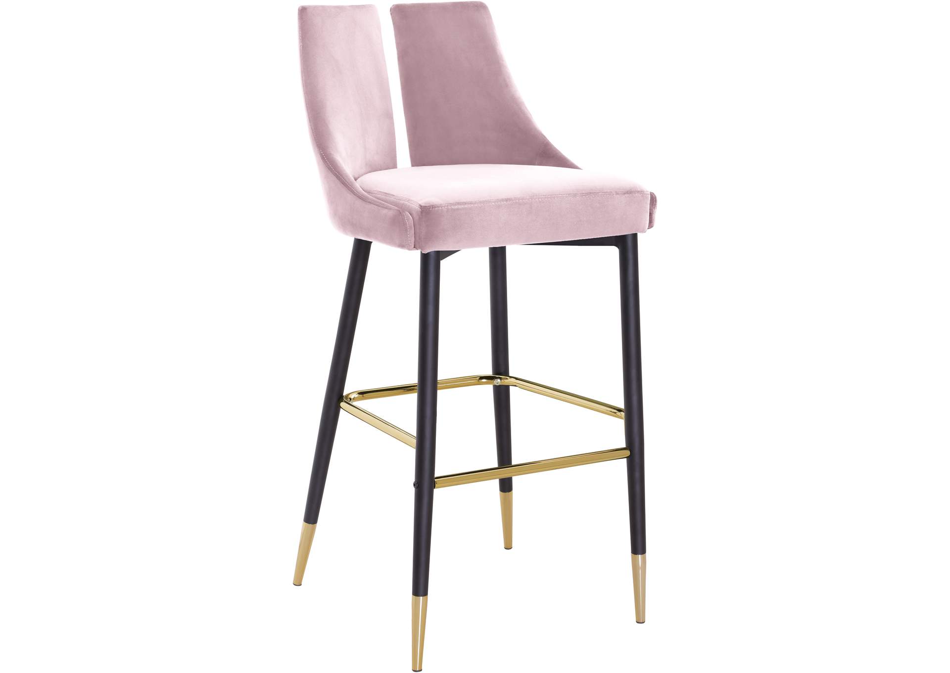 Sleek Pink Velvet Stool Set of 2,Meridian Furniture