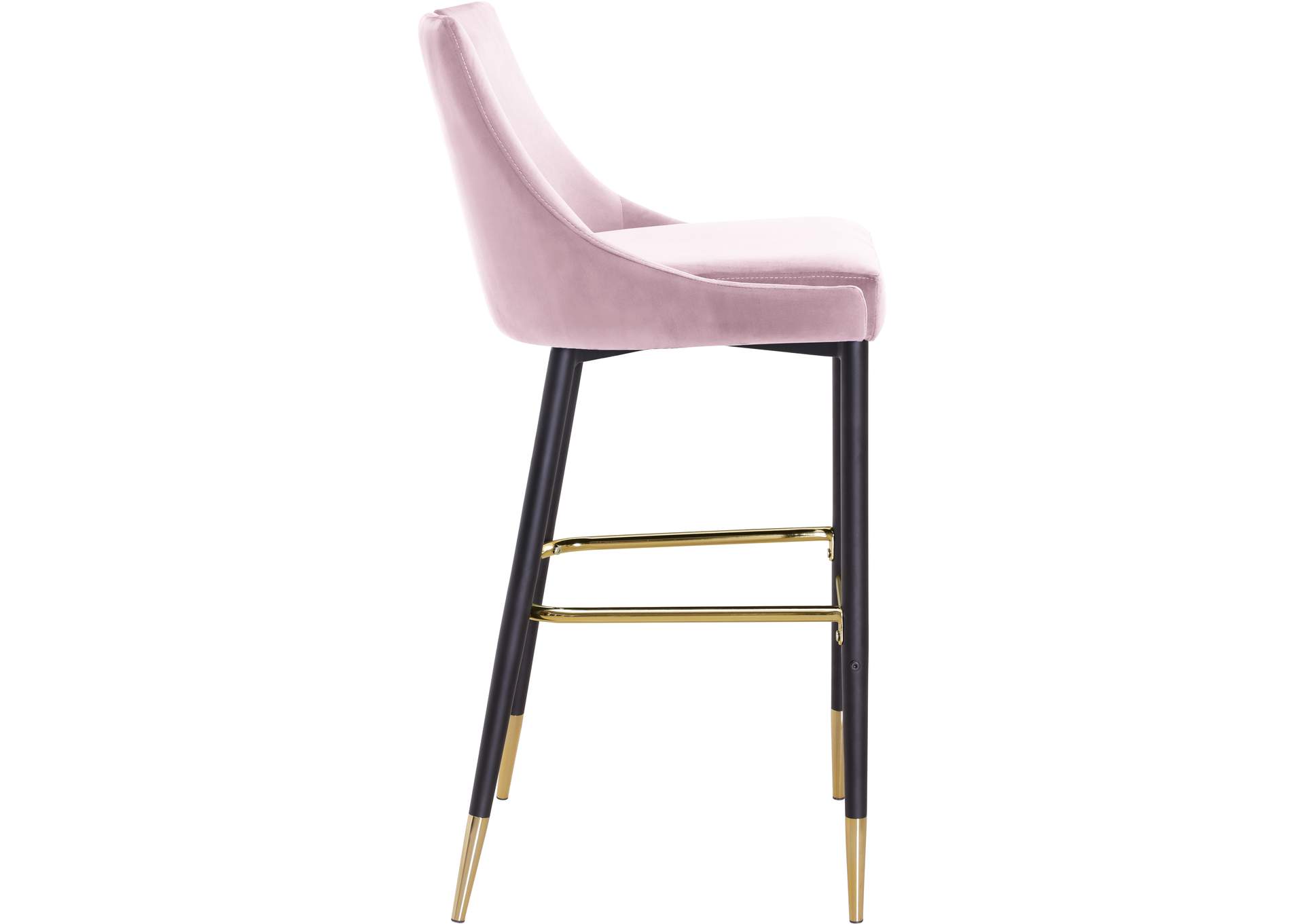 Sleek Pink Velvet Stool Set of 2,Meridian Furniture