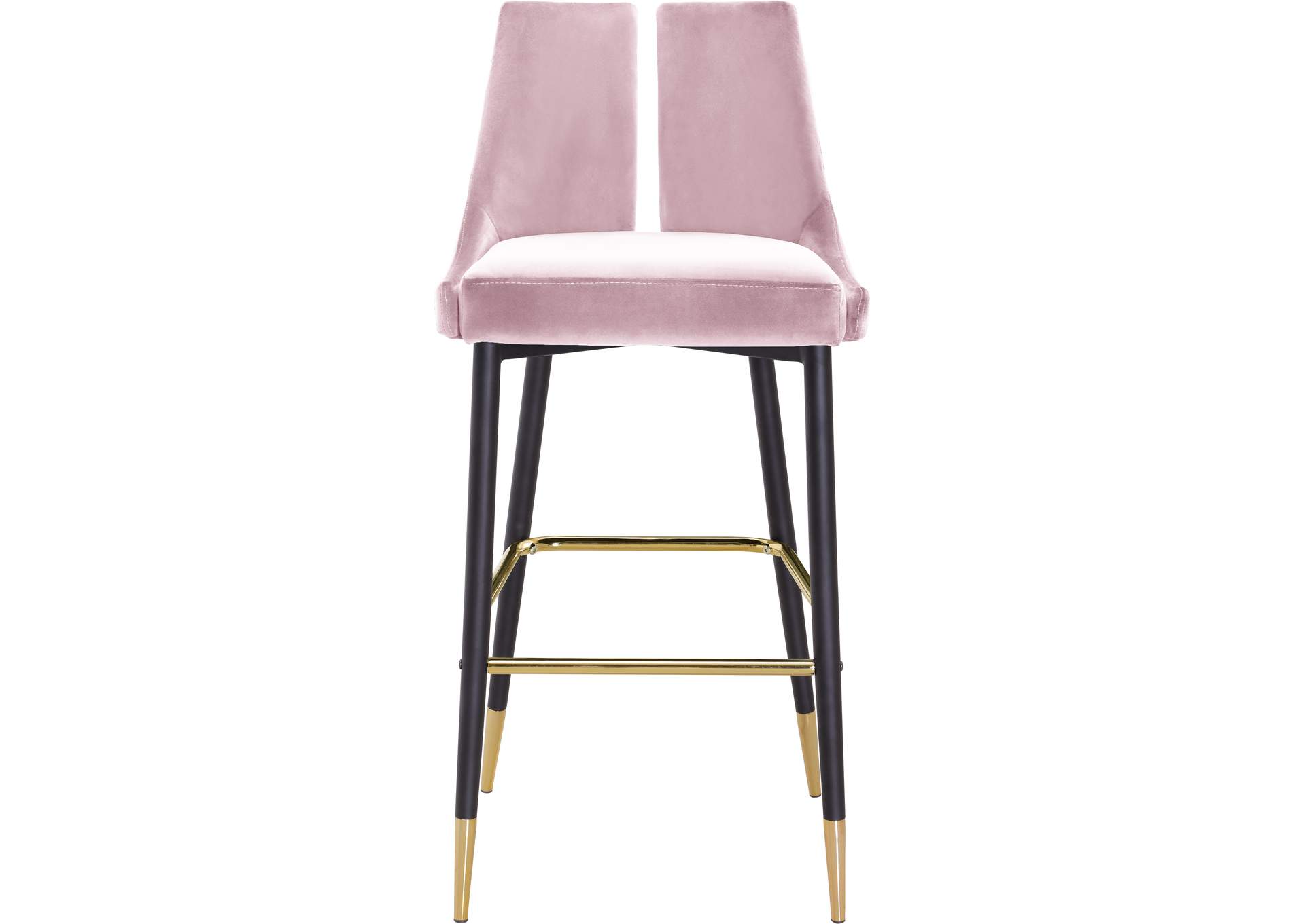 Sleek Pink Velvet Stool Set of 2,Meridian Furniture