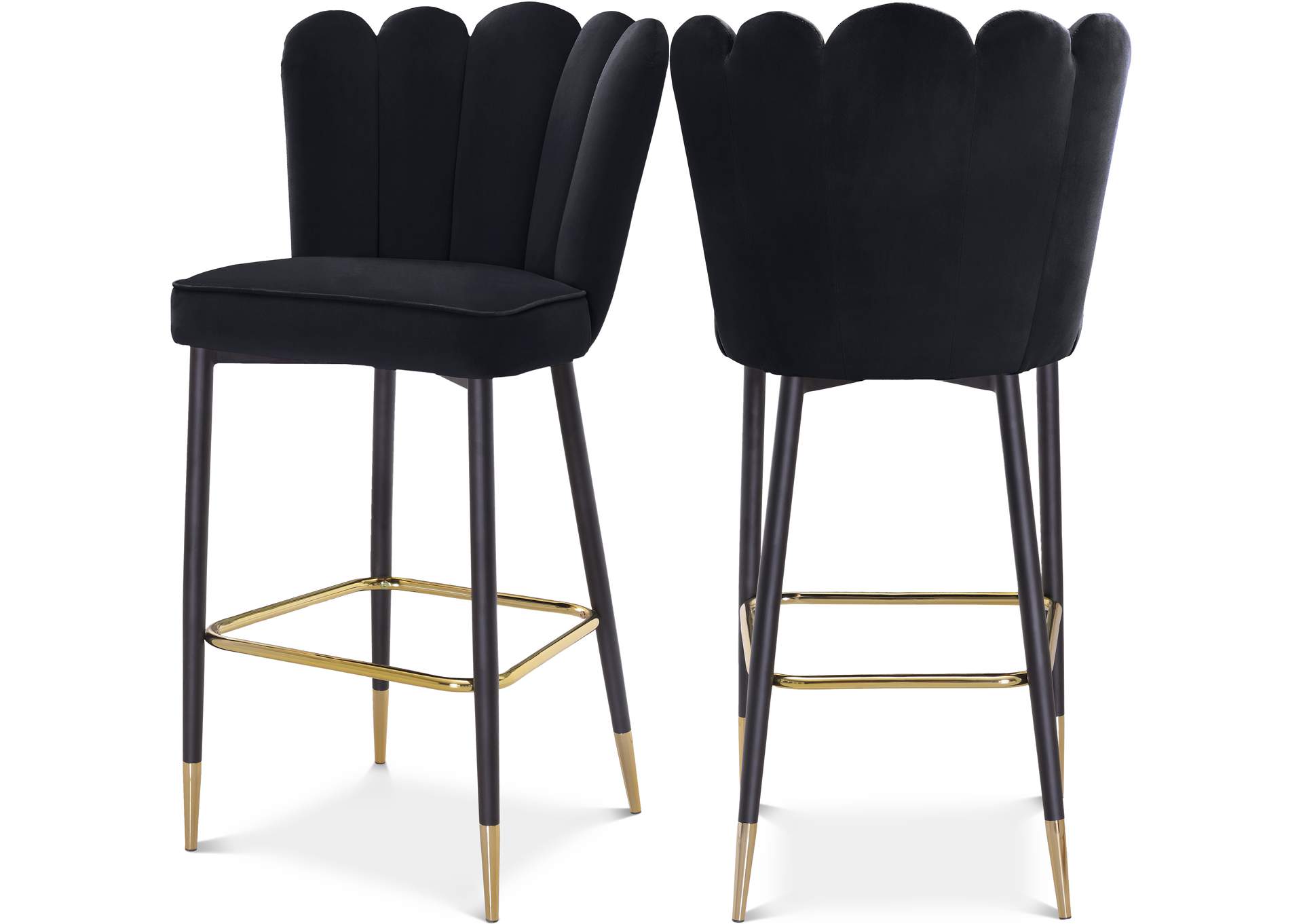 Lily Black Velvet Stool Set of 2,Meridian Furniture