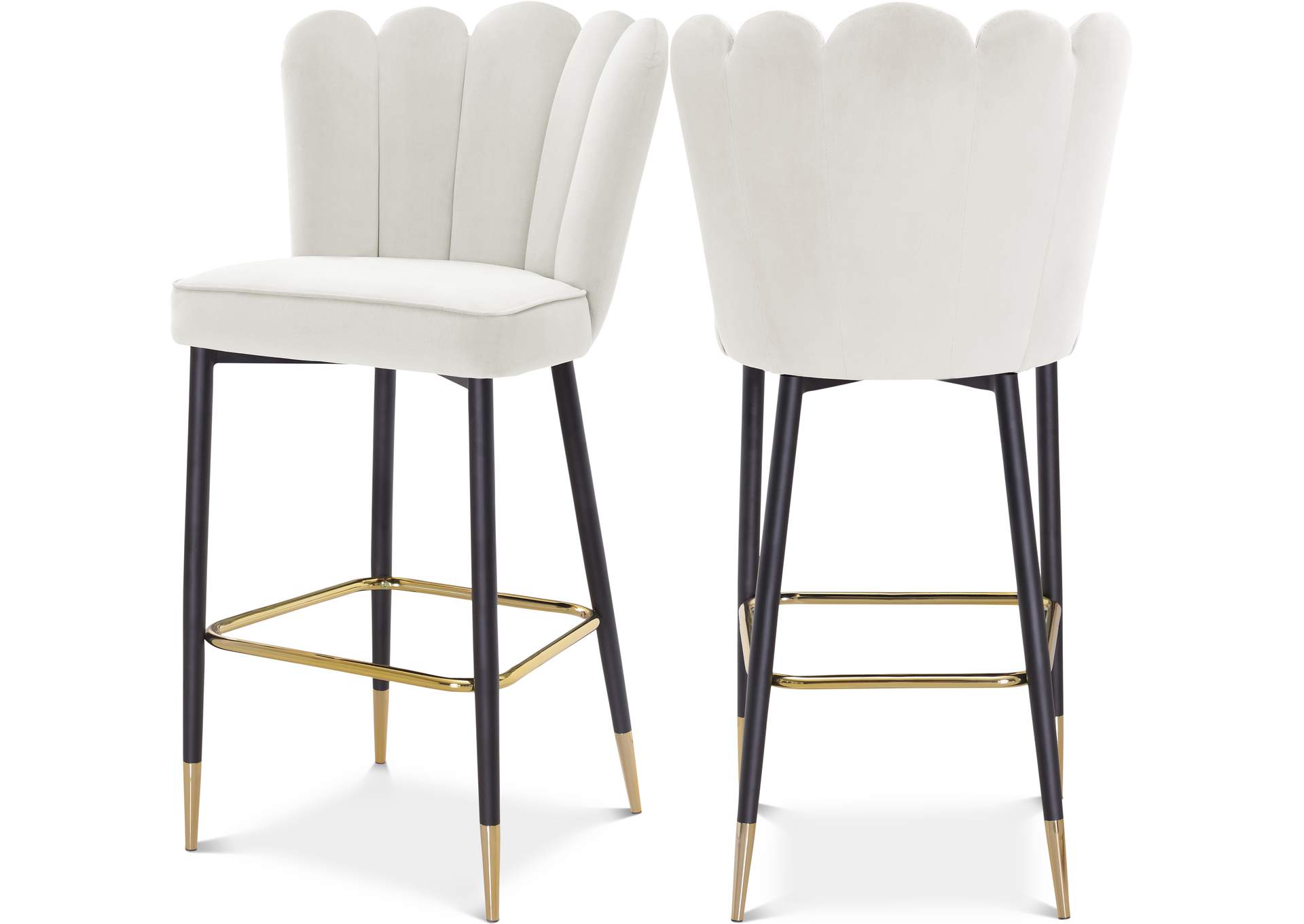 Lily Cream Velvet Stool Set of 2,Meridian Furniture