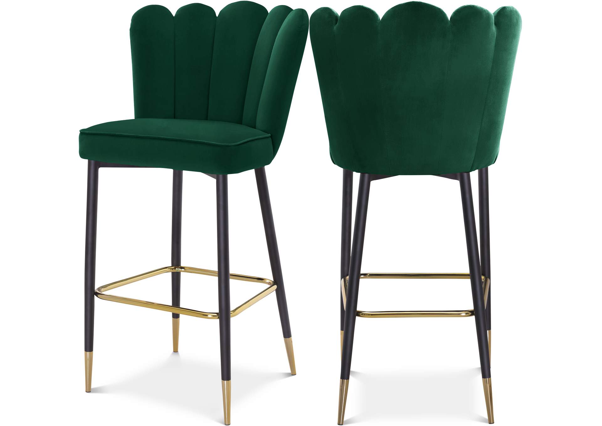 Lily Green Velvet Stool Set of 2,Meridian Furniture