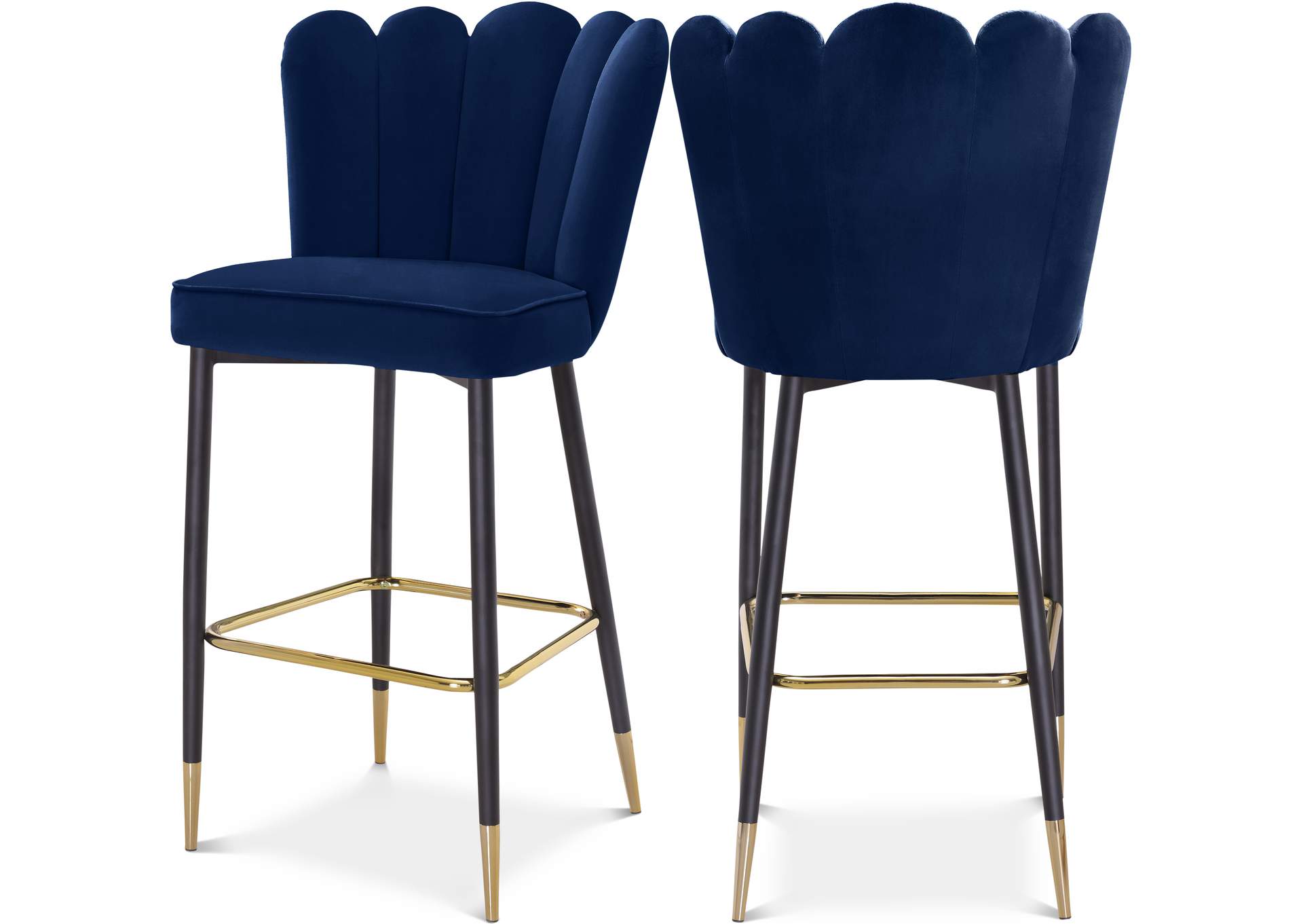 Lily Navy Velvet Stool Set of 2,Meridian Furniture