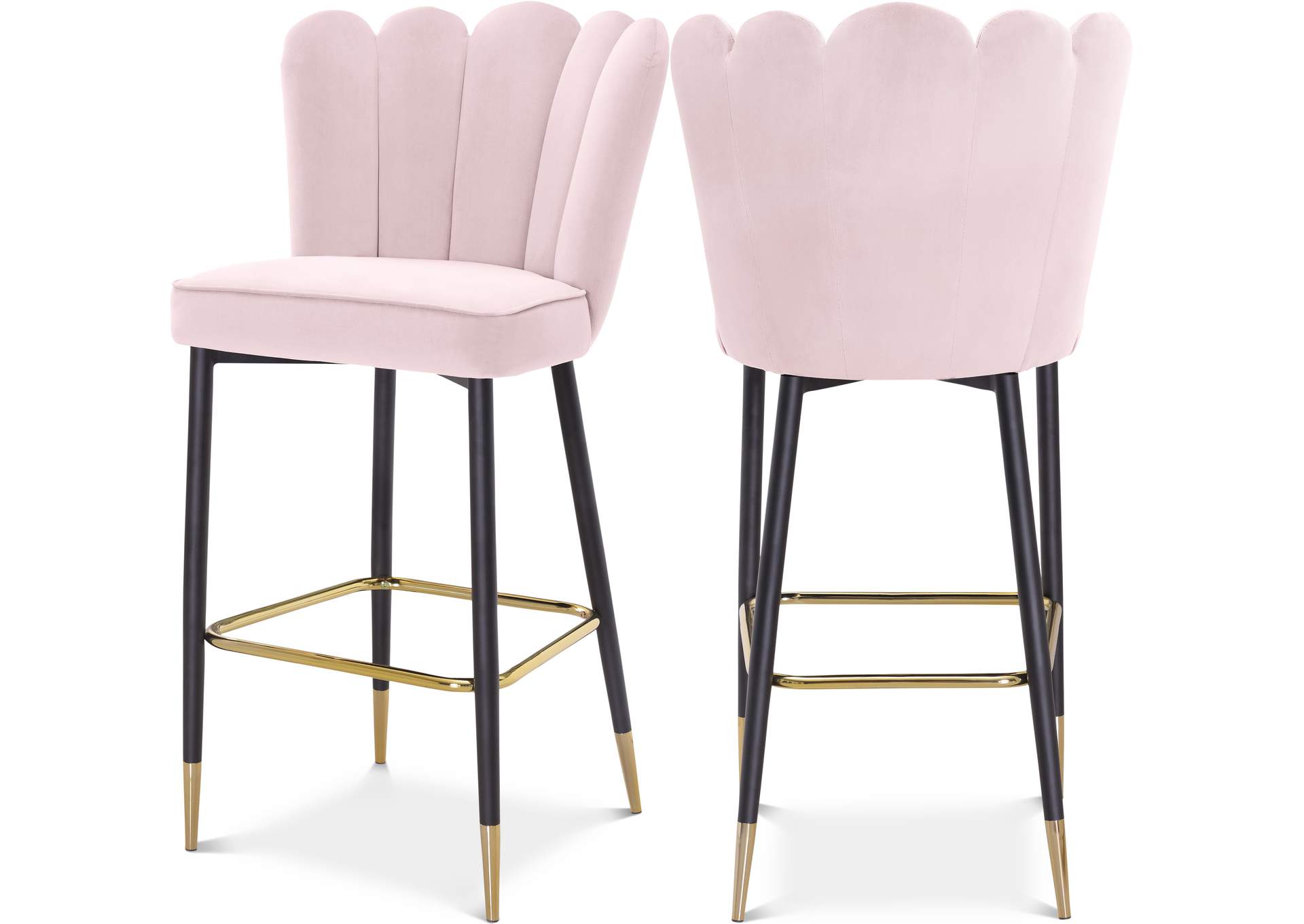 Lily Pink Velvet Stool Set of 2,Meridian Furniture