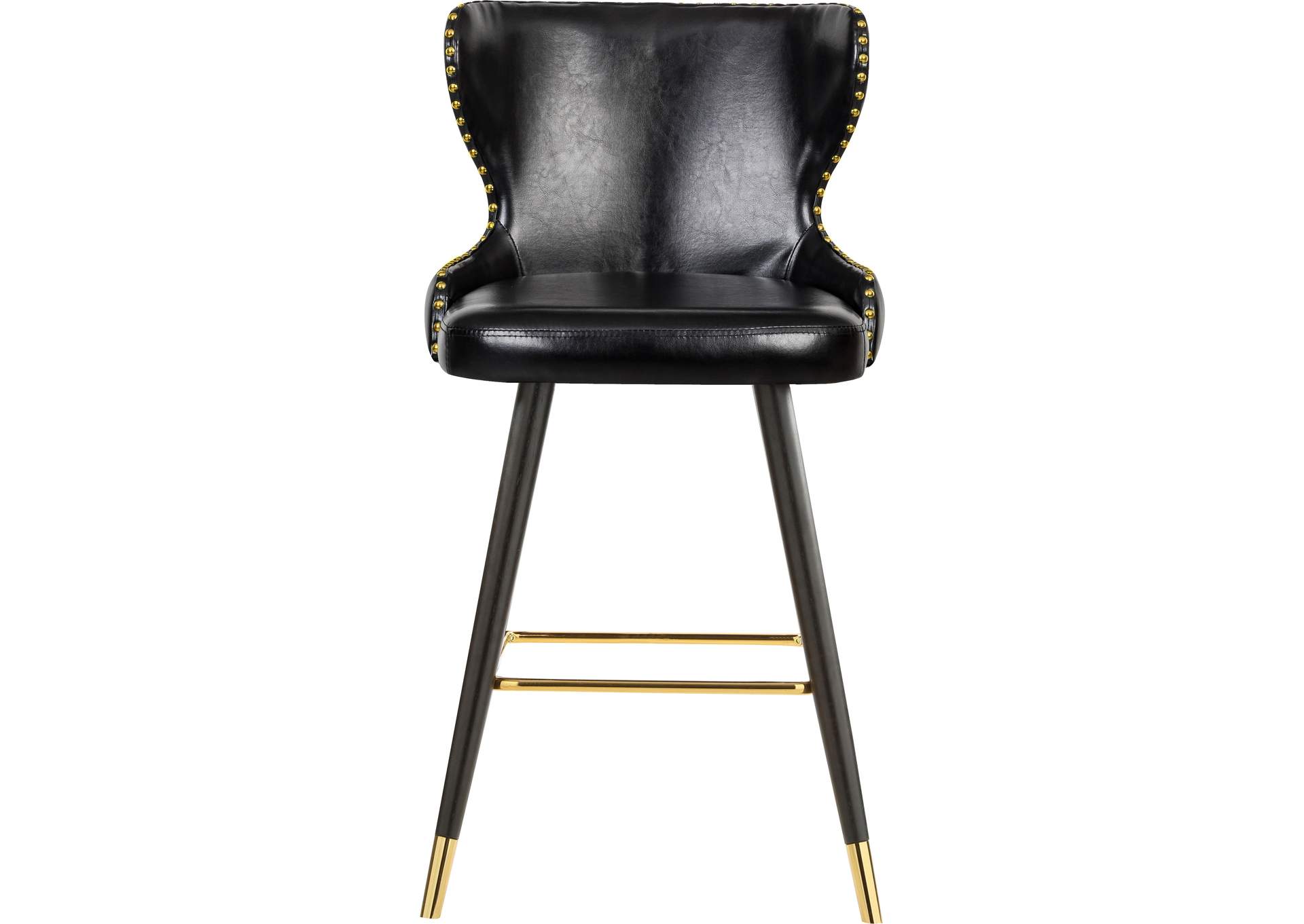 Hendrix Black Faux Leather Counter - Bar Stool Set of 2,Meridian Furniture