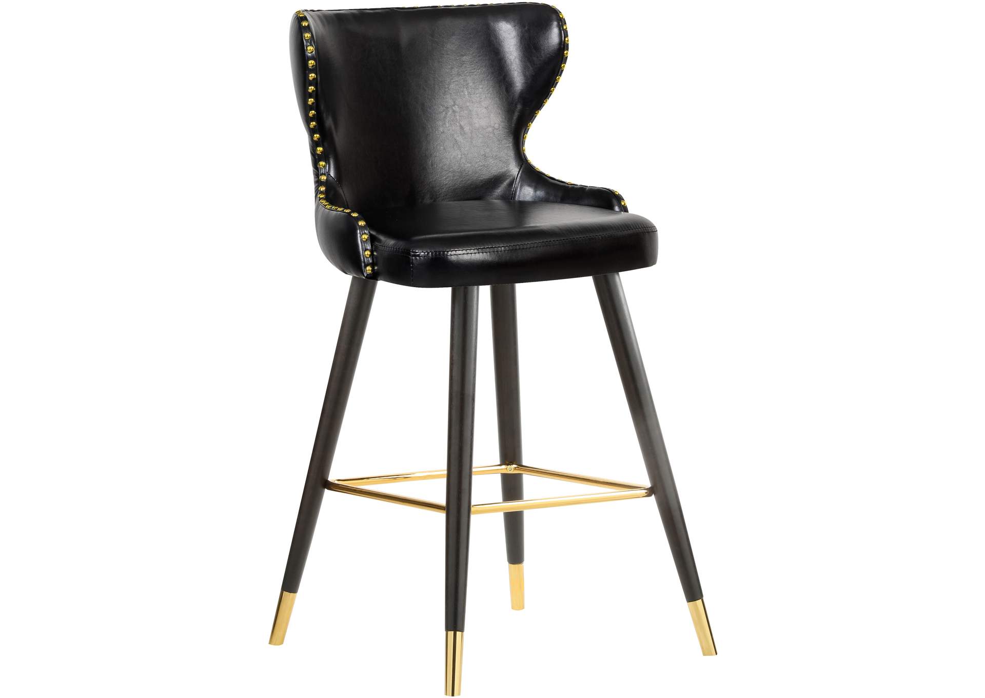 Hendrix Black Faux Leather Counter - Bar Stool Set of 2,Meridian Furniture