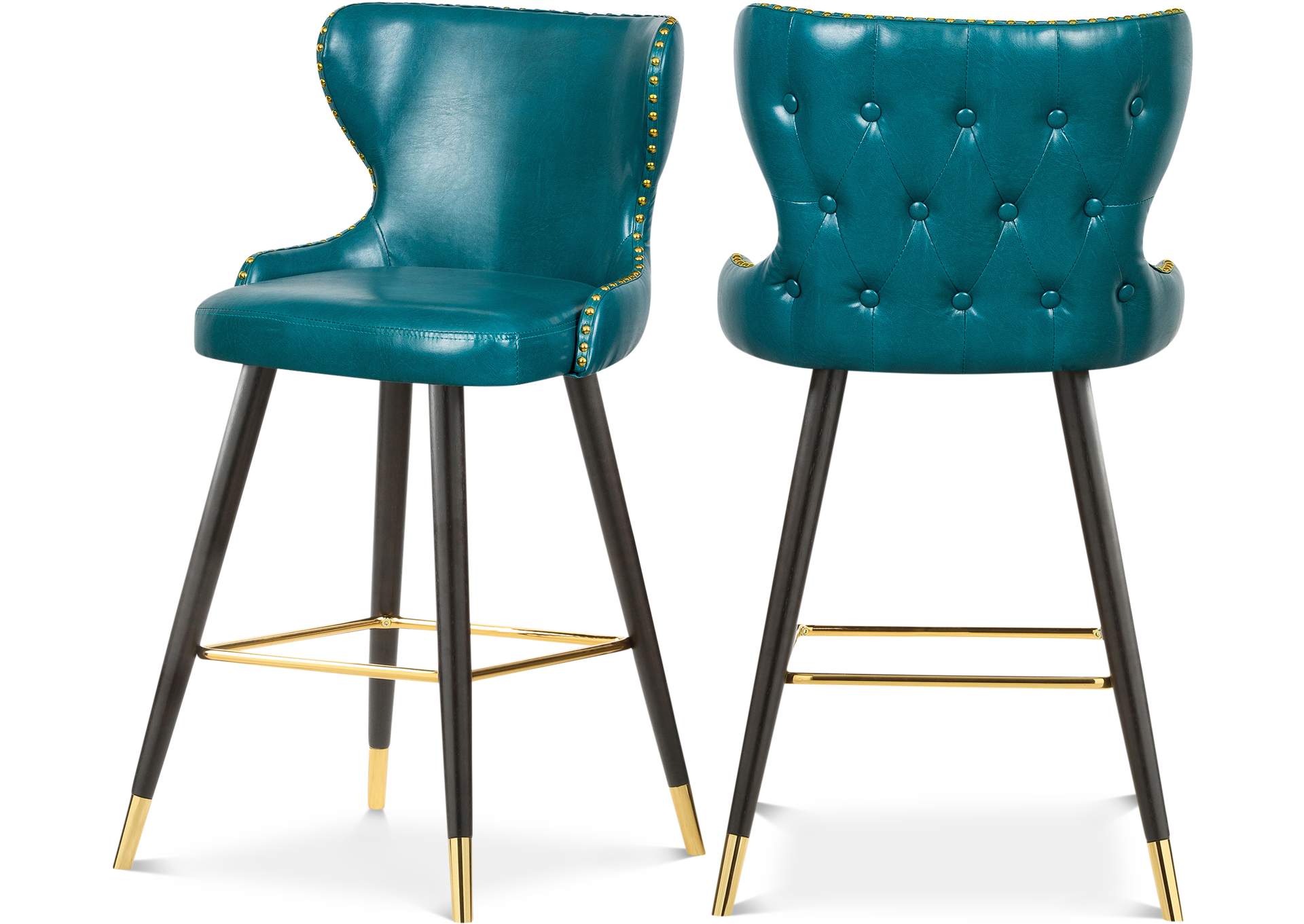 Hendrix Blue Faux Leather Counter - Bar Stool Set of 2,Meridian Furniture