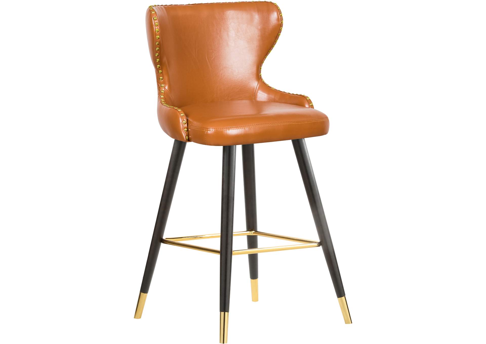 Hendrix Cognac Faux Leather Counter - Bar Stool Set of 2,Meridian Furniture