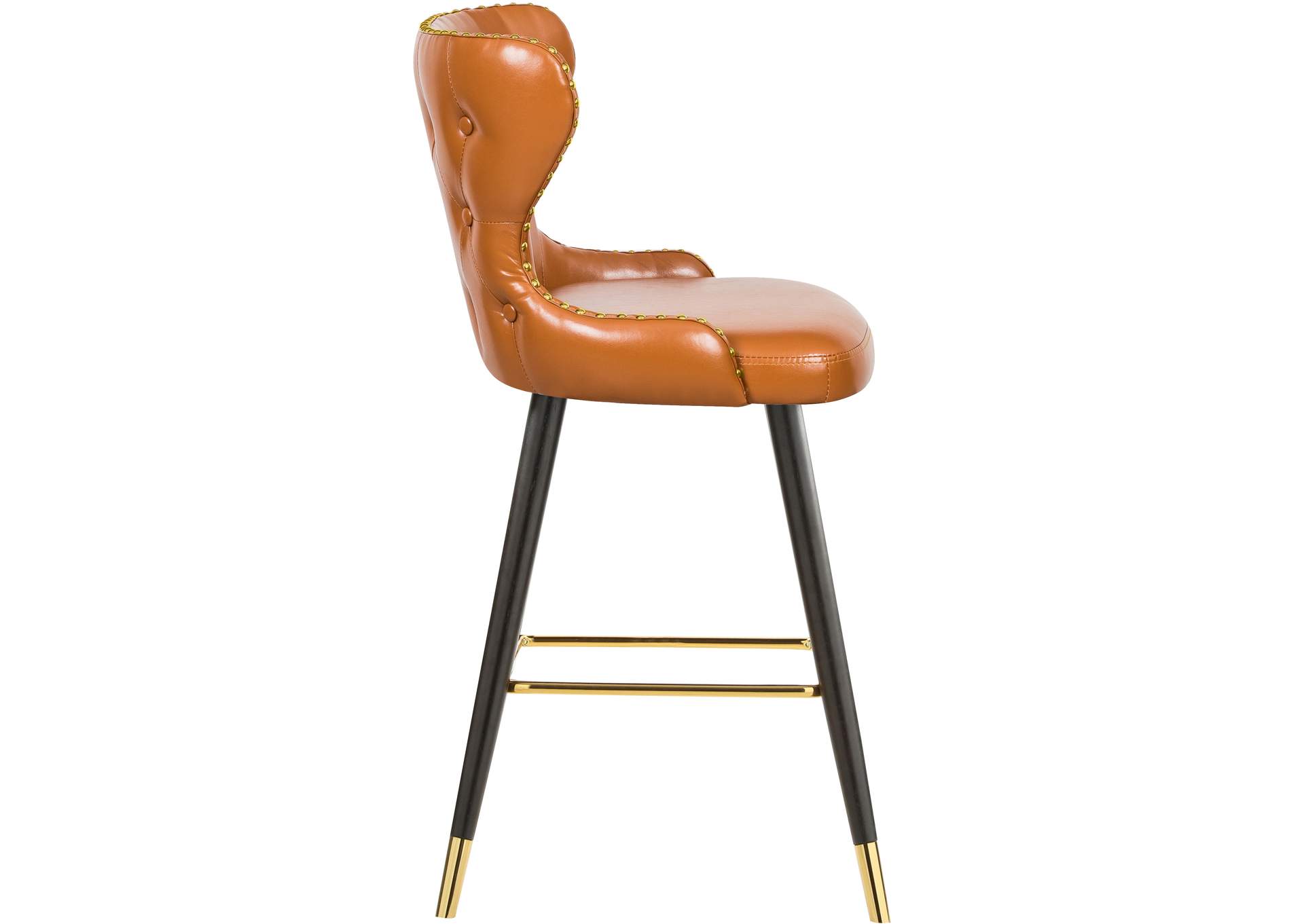 Hendrix Cognac Faux Leather Counter - Bar Stool Set of 2,Meridian Furniture