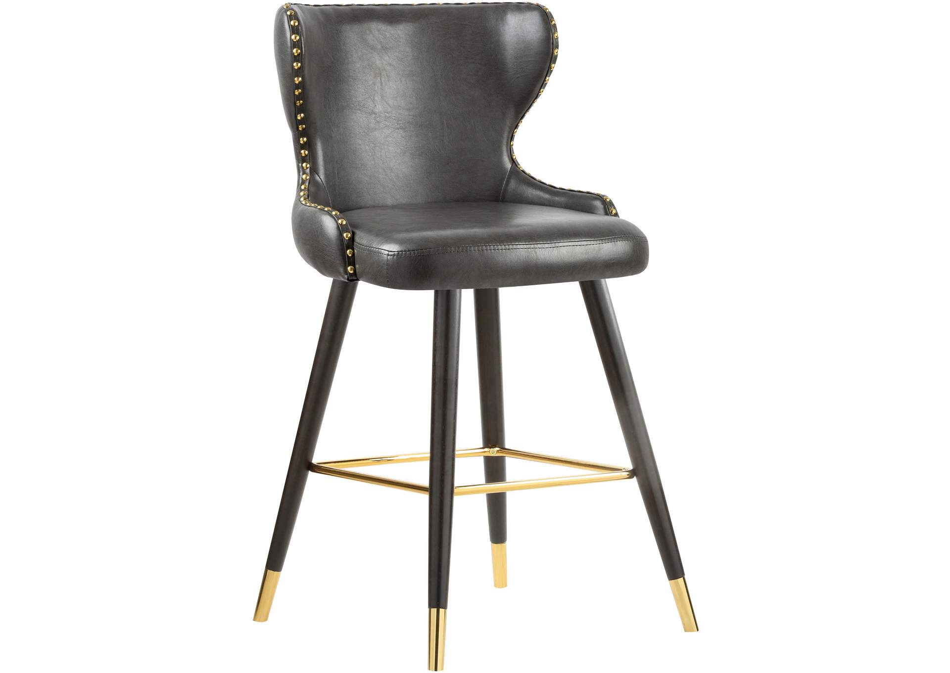 Hendrix Grey Faux Leather Counter - Bar Stool Set of 2,Meridian Furniture