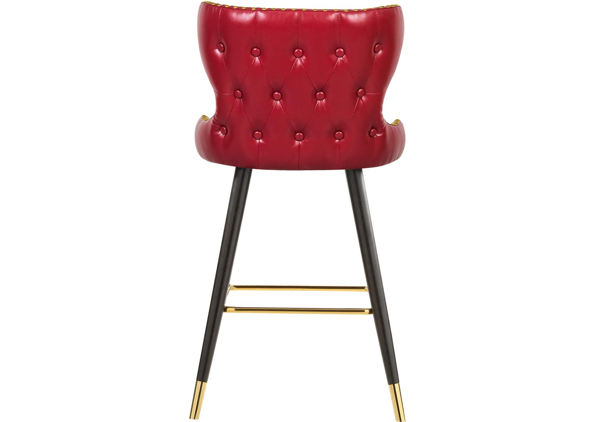 Hendrix Red Faux Leather Counter - Bar Stool Set of 2,Meridian Furniture