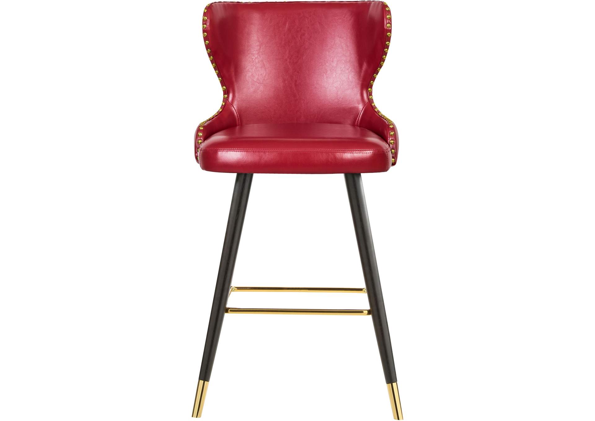 Hendrix Red Faux Leather Counter - Bar Stool Set of 2,Meridian Furniture