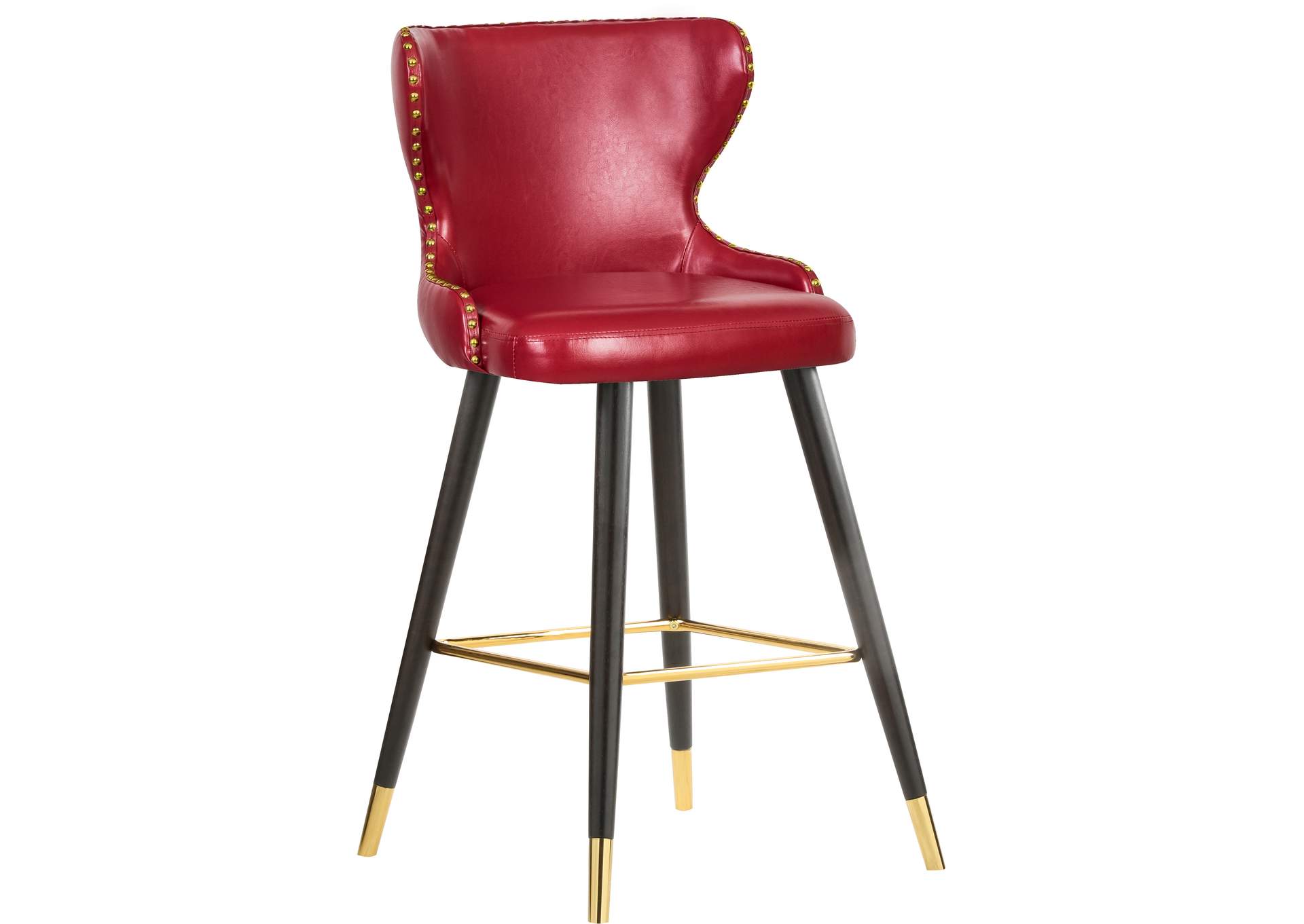 Hendrix Red Faux Leather Counter - Bar Stool Set of 2,Meridian Furniture