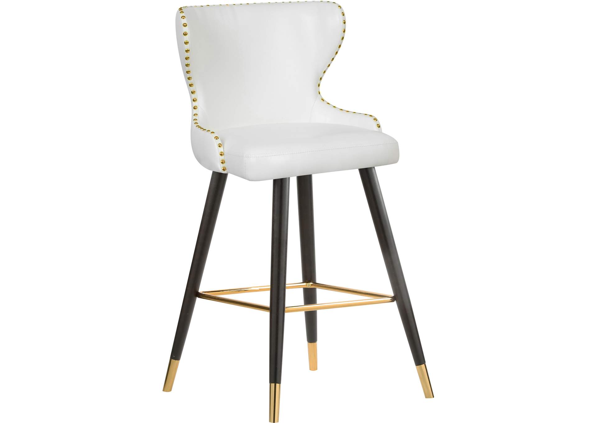 Hendrix White Faux Leather Counter - Bar Stool Set of 2,Meridian Furniture