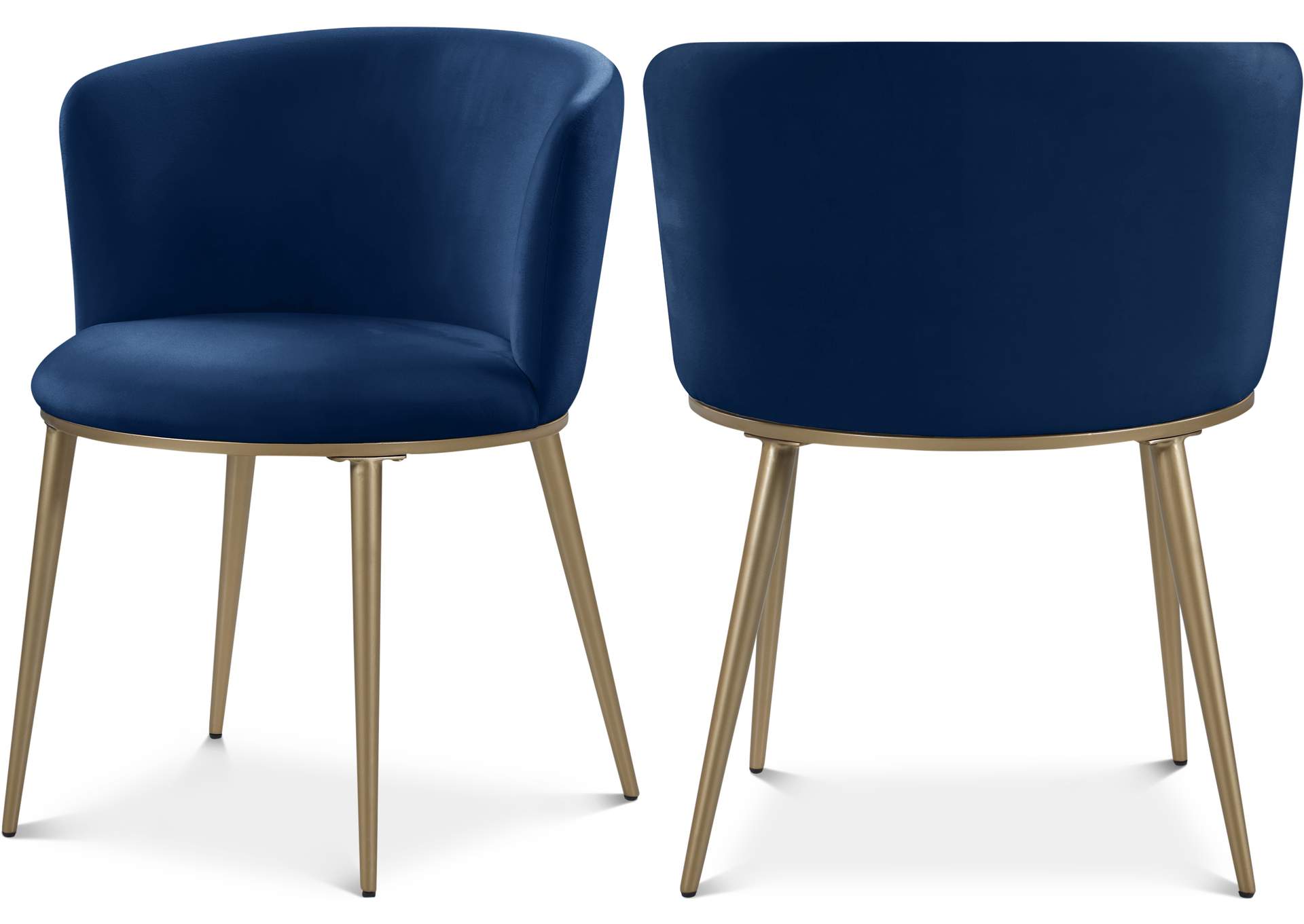 Skylar Navy Velvet Dining Chair Set of 2,Meridian Furniture