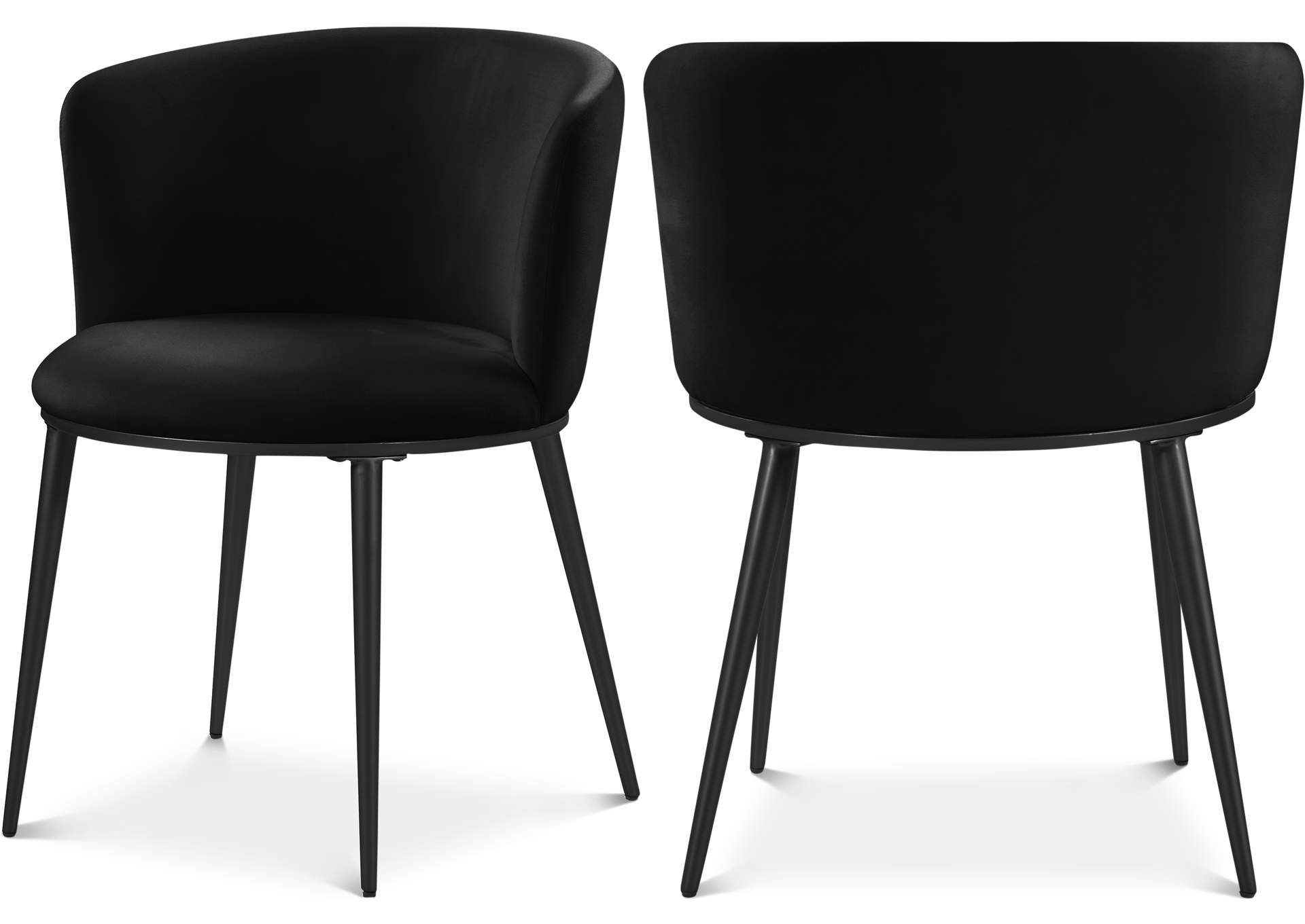 Skylar Black Velvet Dining Chair Set of 2,Meridian Furniture