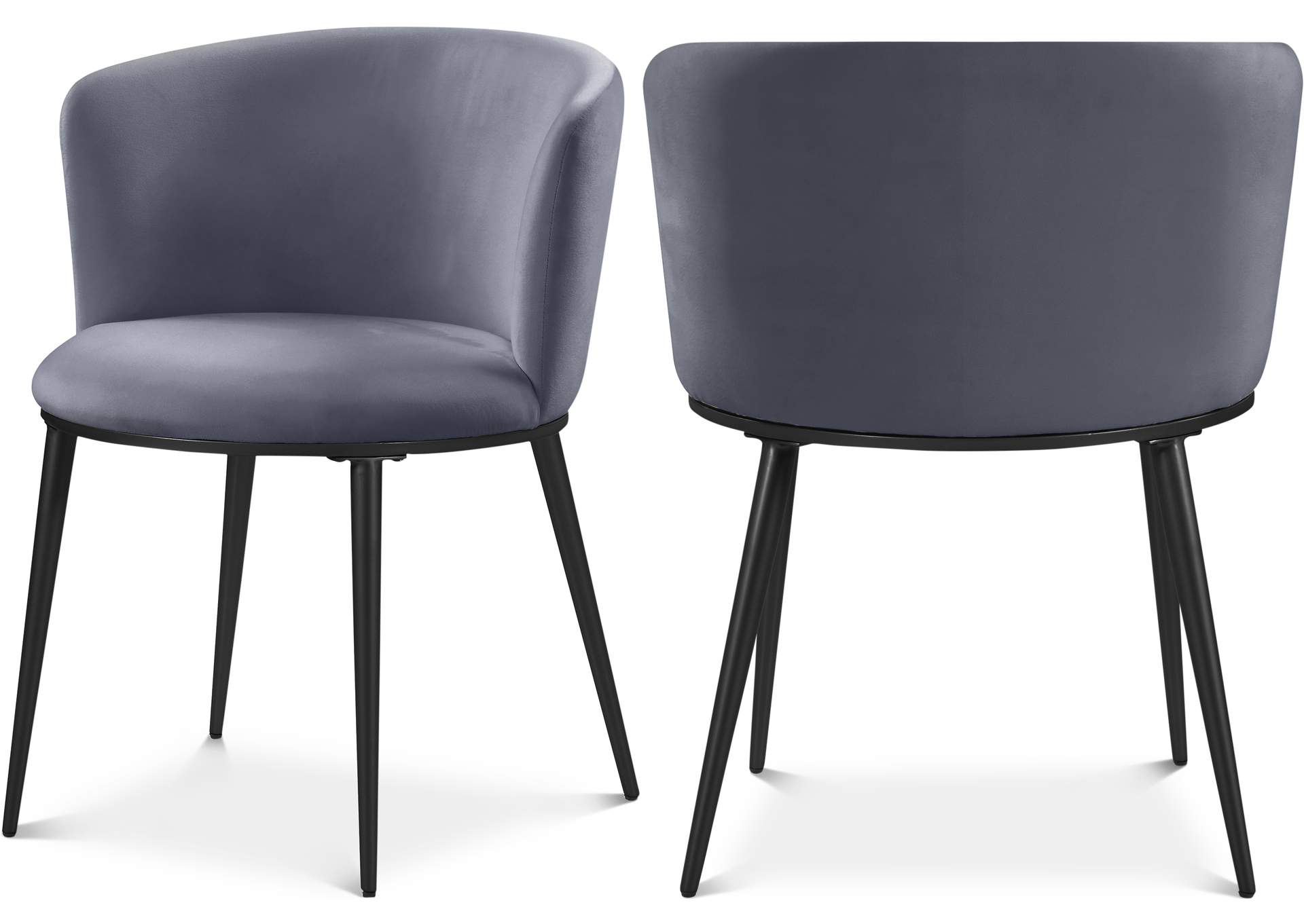 Skylar Grey Velvet Dining Chair Set of 2,Meridian Furniture