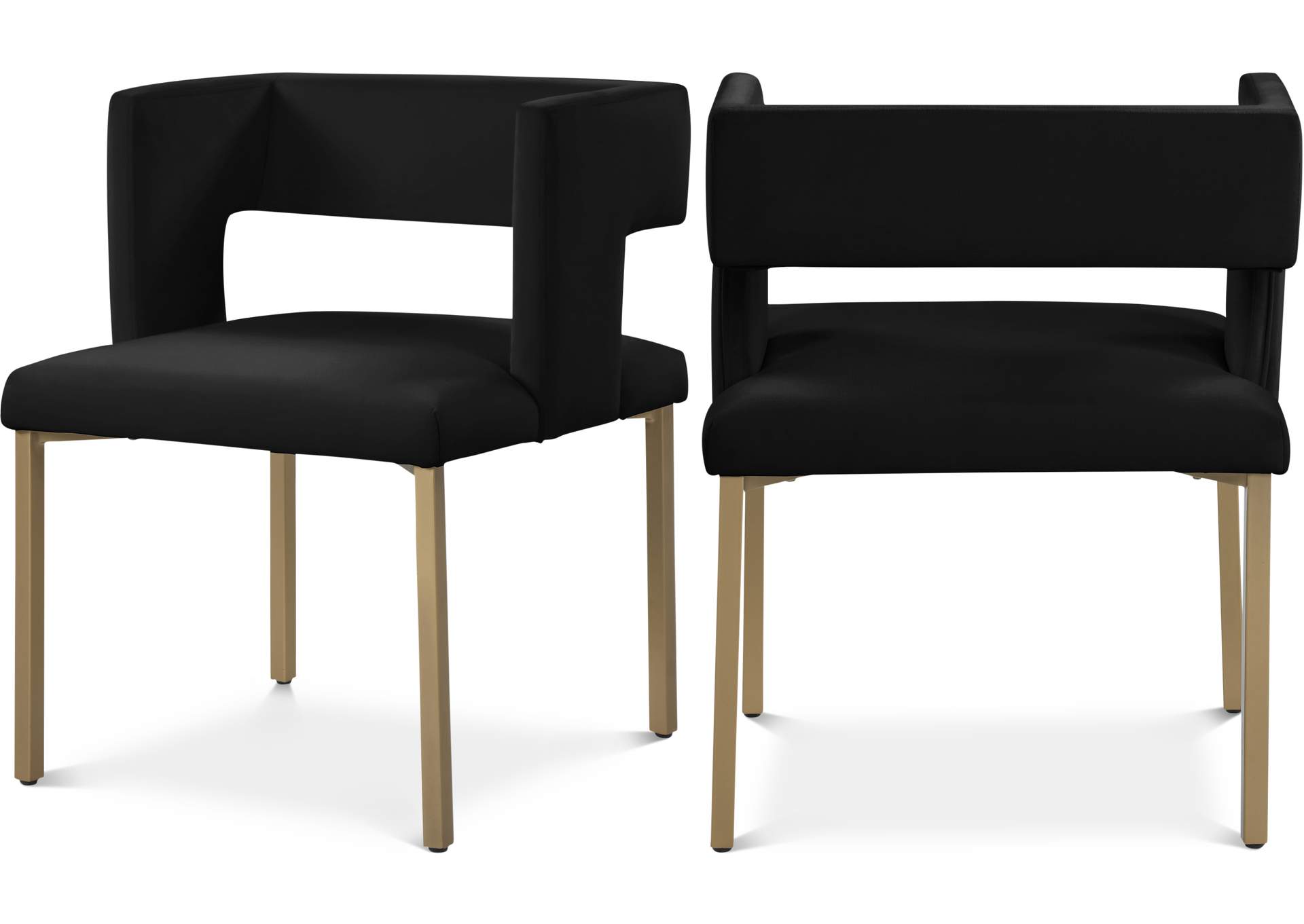 Caleb Black Velvet Dining Chair Set of 2,Meridian Furniture