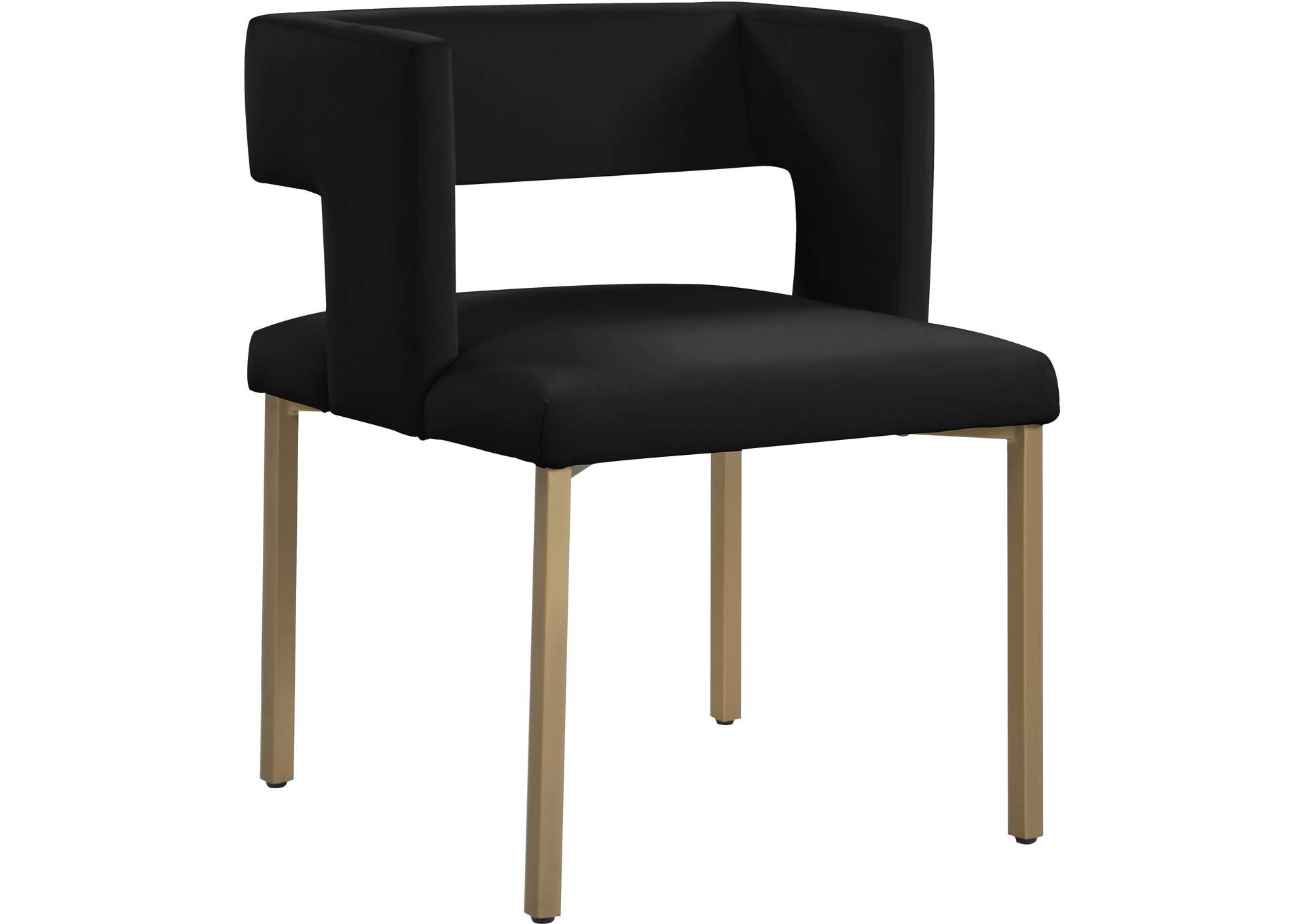 Caleb Black Velvet Dining Chair Set of 2,Meridian Furniture