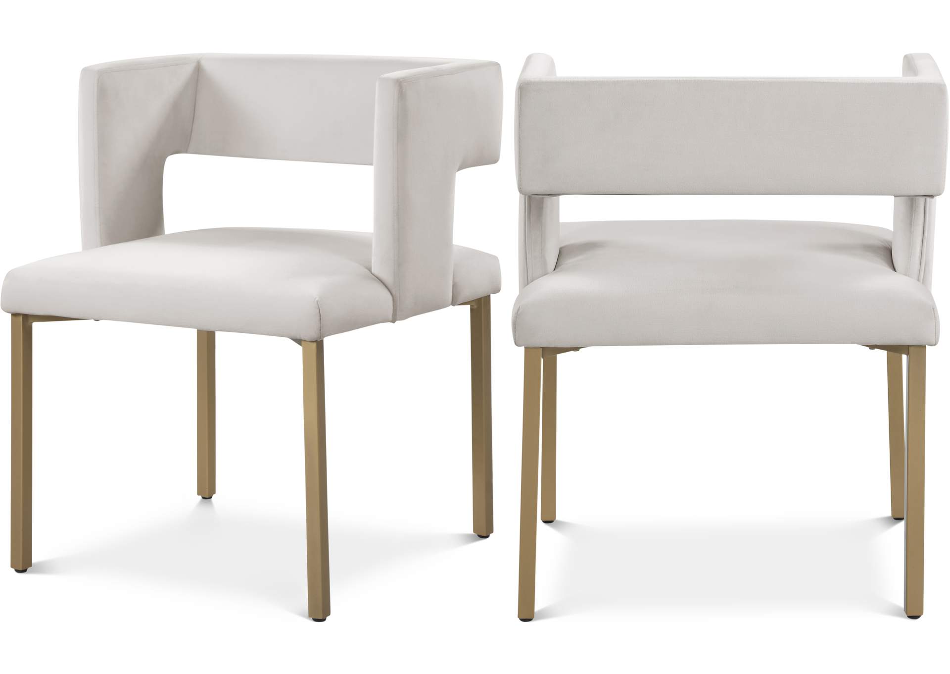 Caleb Cream Velvet Dining Chair Set of 2,Meridian Furniture