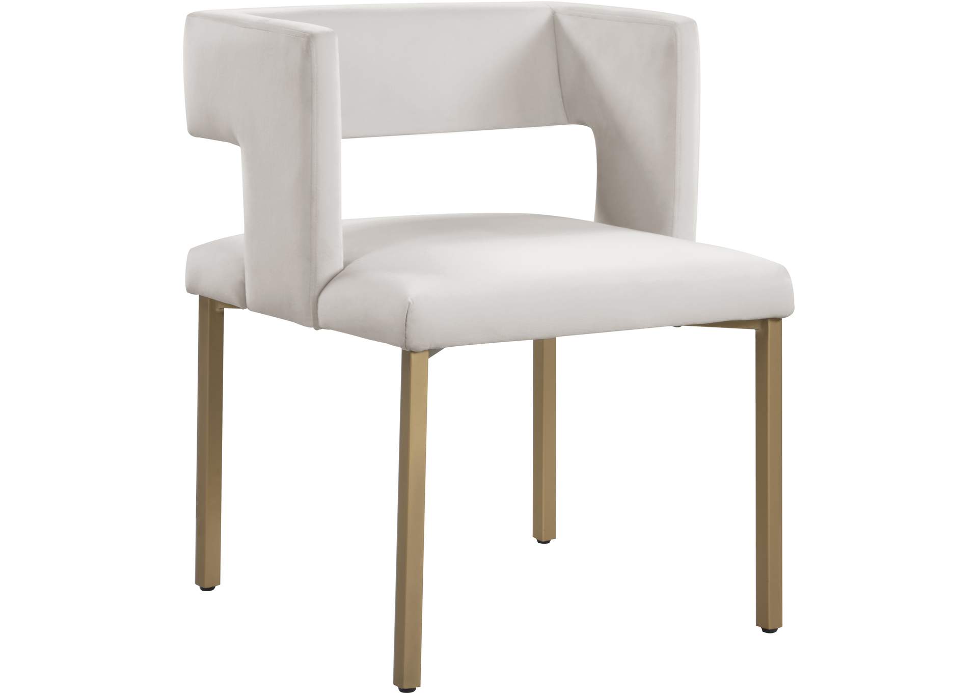 Caleb Cream Velvet Dining Chair Set of 2,Meridian Furniture