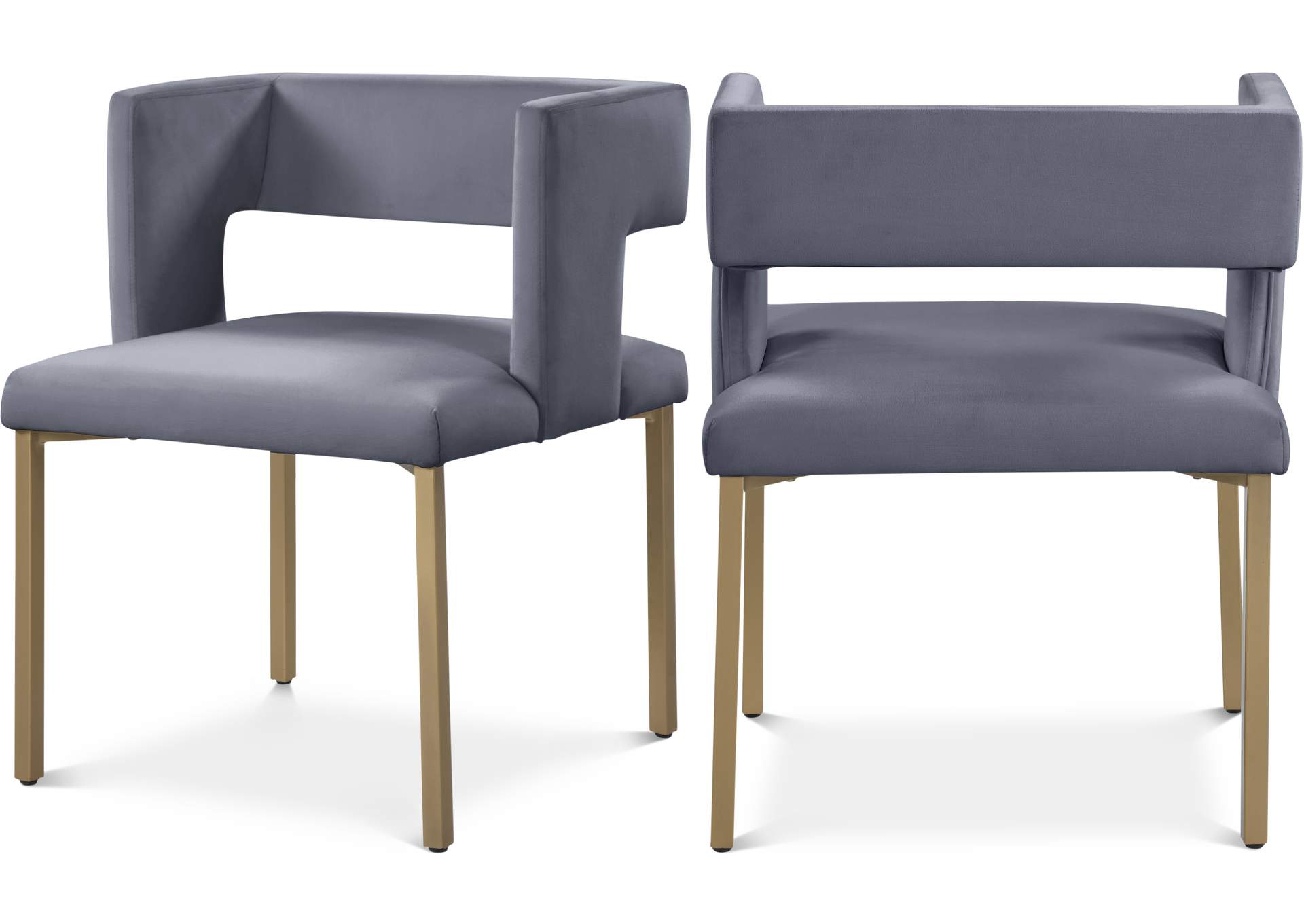 Caleb Grey Velvet Dining Chair Set of 2,Meridian Furniture