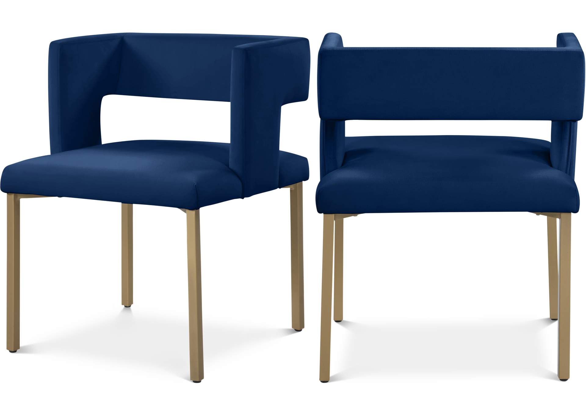 Caleb Navy Velvet Dining Chair Set of 2,Meridian Furniture