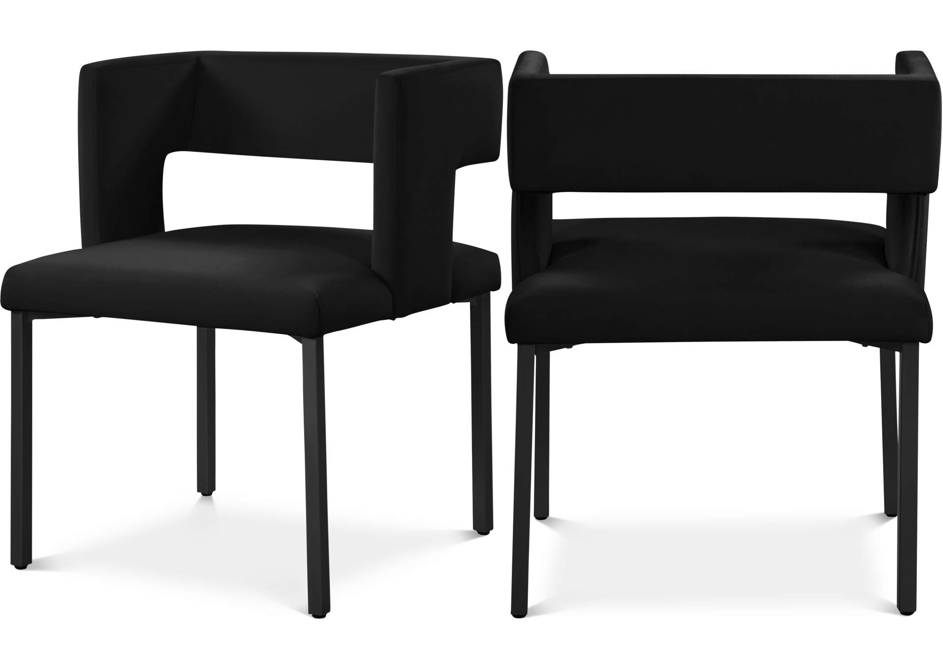 Caleb Black Velvet Dining Chair Set of 2,Meridian Furniture