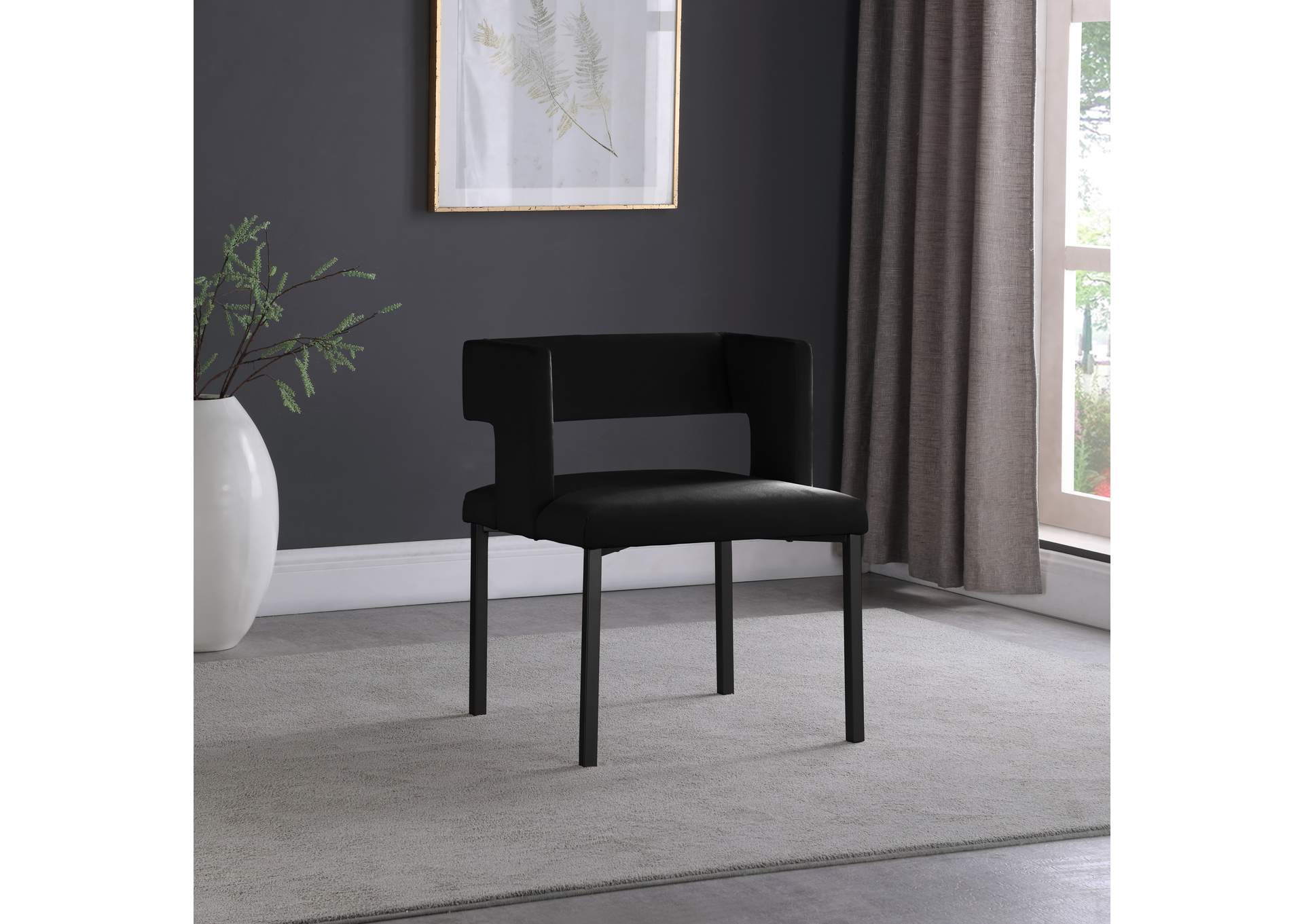 Caleb Black Velvet Dining Chair Set of 2,Meridian Furniture