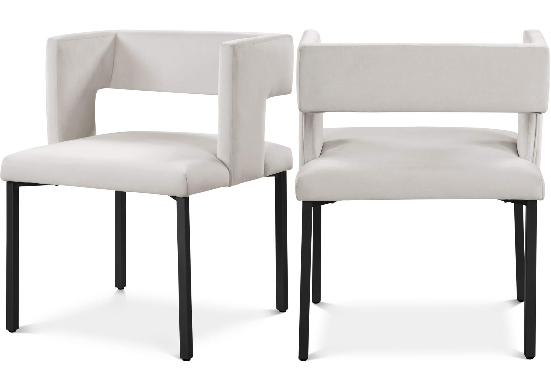 Caleb Cream Velvet Dining Chair Set of 2,Meridian Furniture