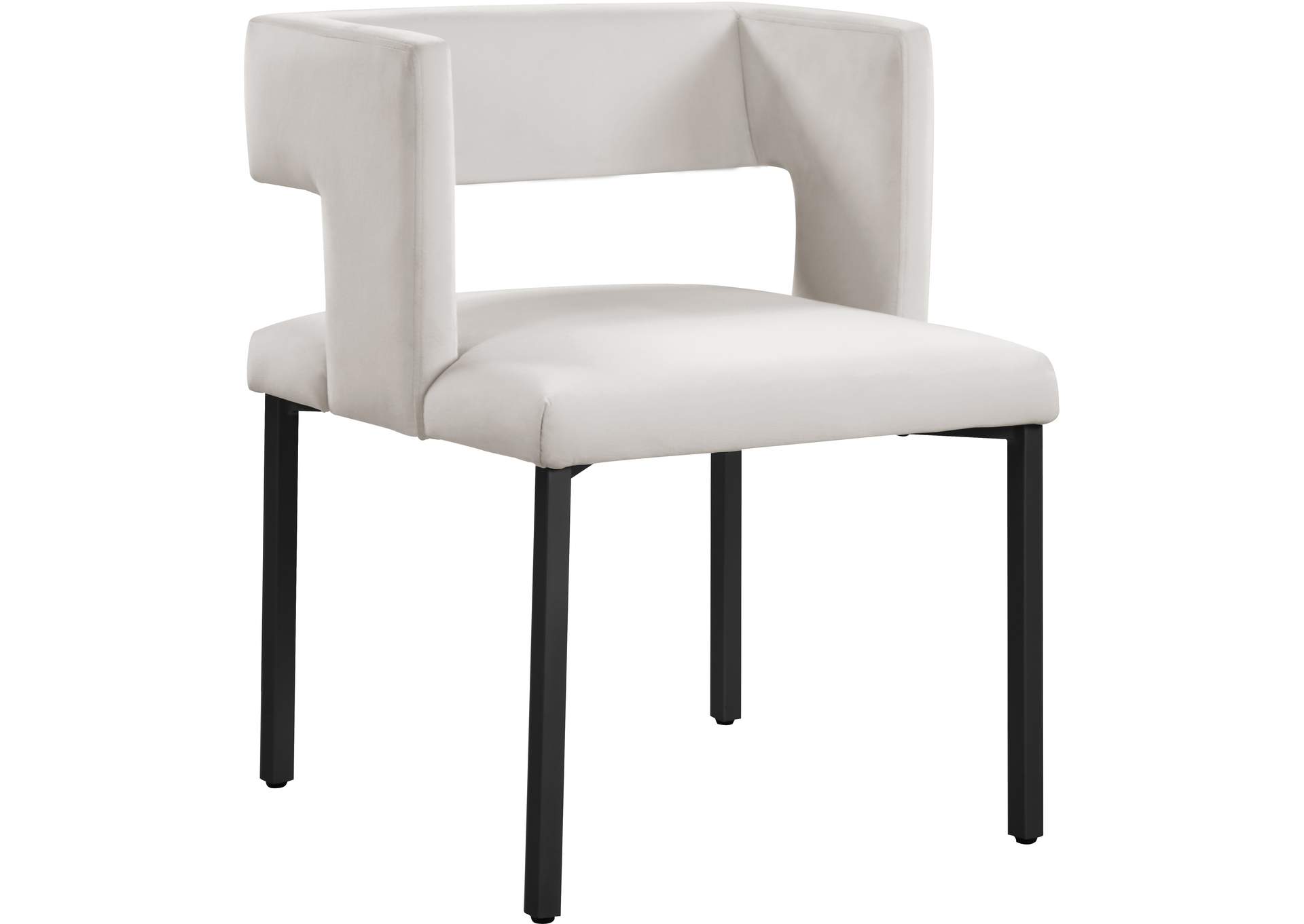 Caleb Cream Velvet Dining Chair Set of 2,Meridian Furniture