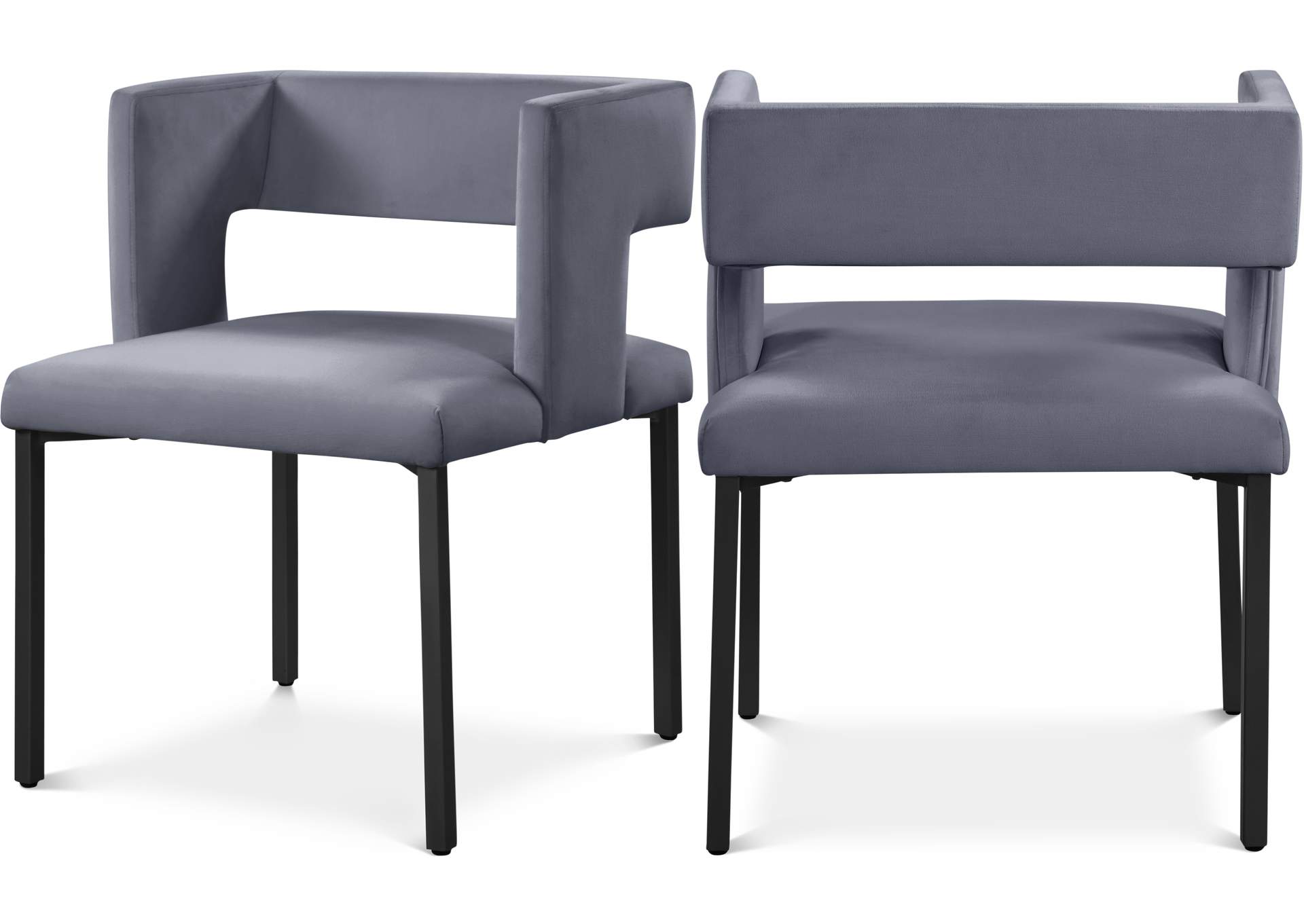 Caleb Grey Velvet Dining Chair Set of 2,Meridian Furniture