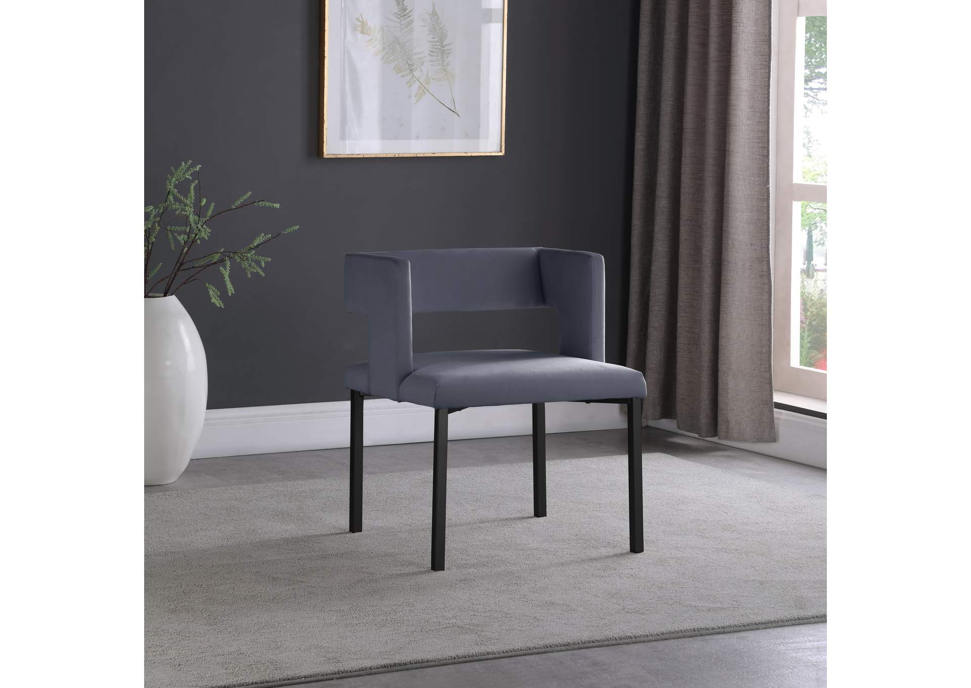 Caleb Grey Velvet Dining Chair Set of 2,Meridian Furniture