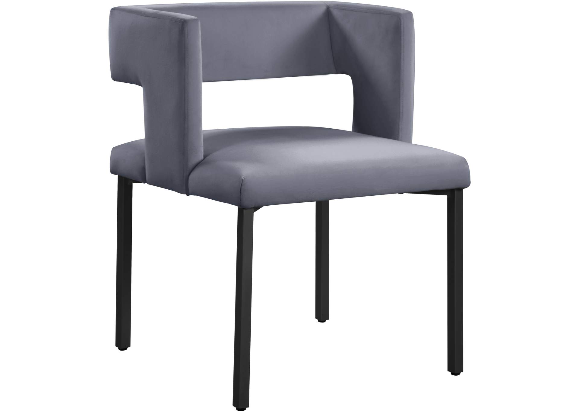 Caleb Grey Velvet Dining Chair Set of 2,Meridian Furniture