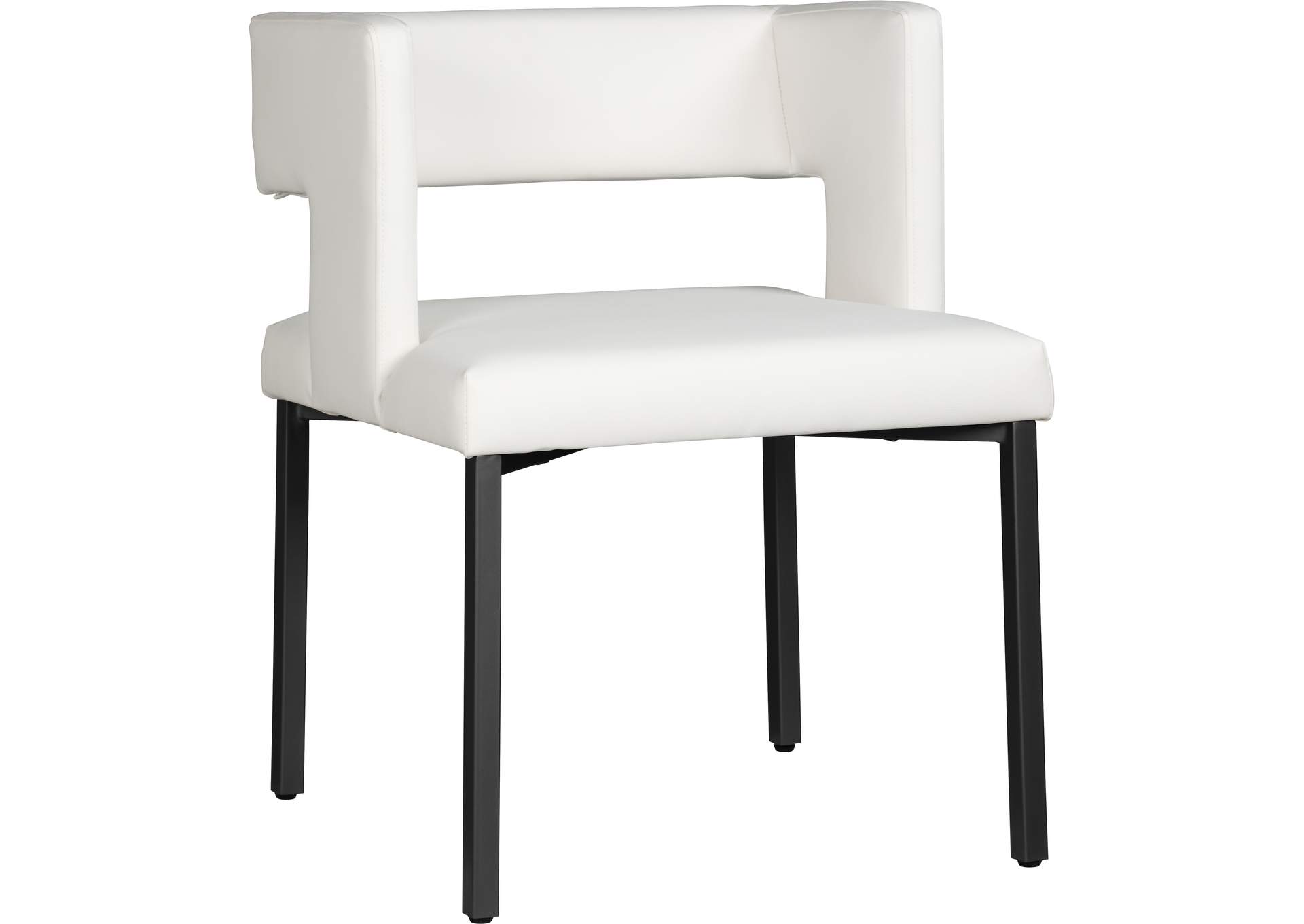 Caleb White Faux Leather Dining Chair Set of 2,Meridian Furniture