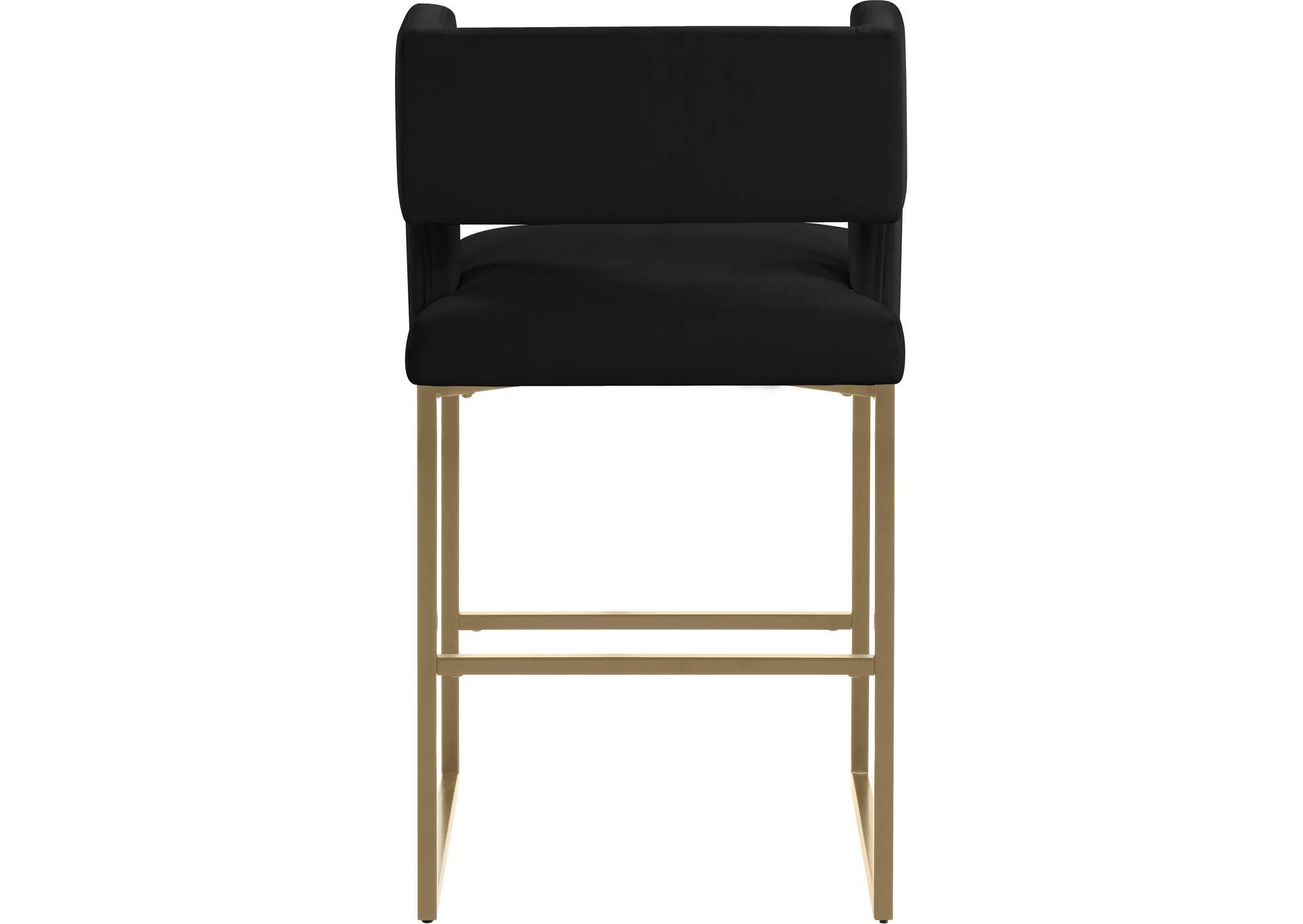 Caleb Black Velvet Counter Stool Set of 2,Meridian Furniture