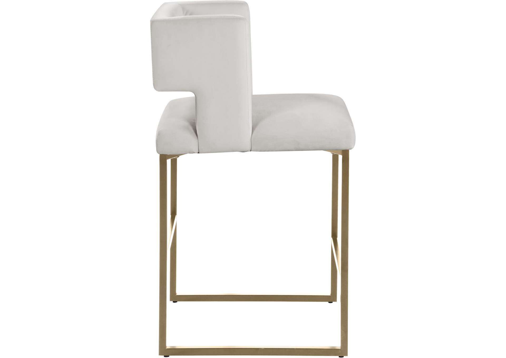 Caleb Cream Velvet Counter Stool Set of 2,Meridian Furniture