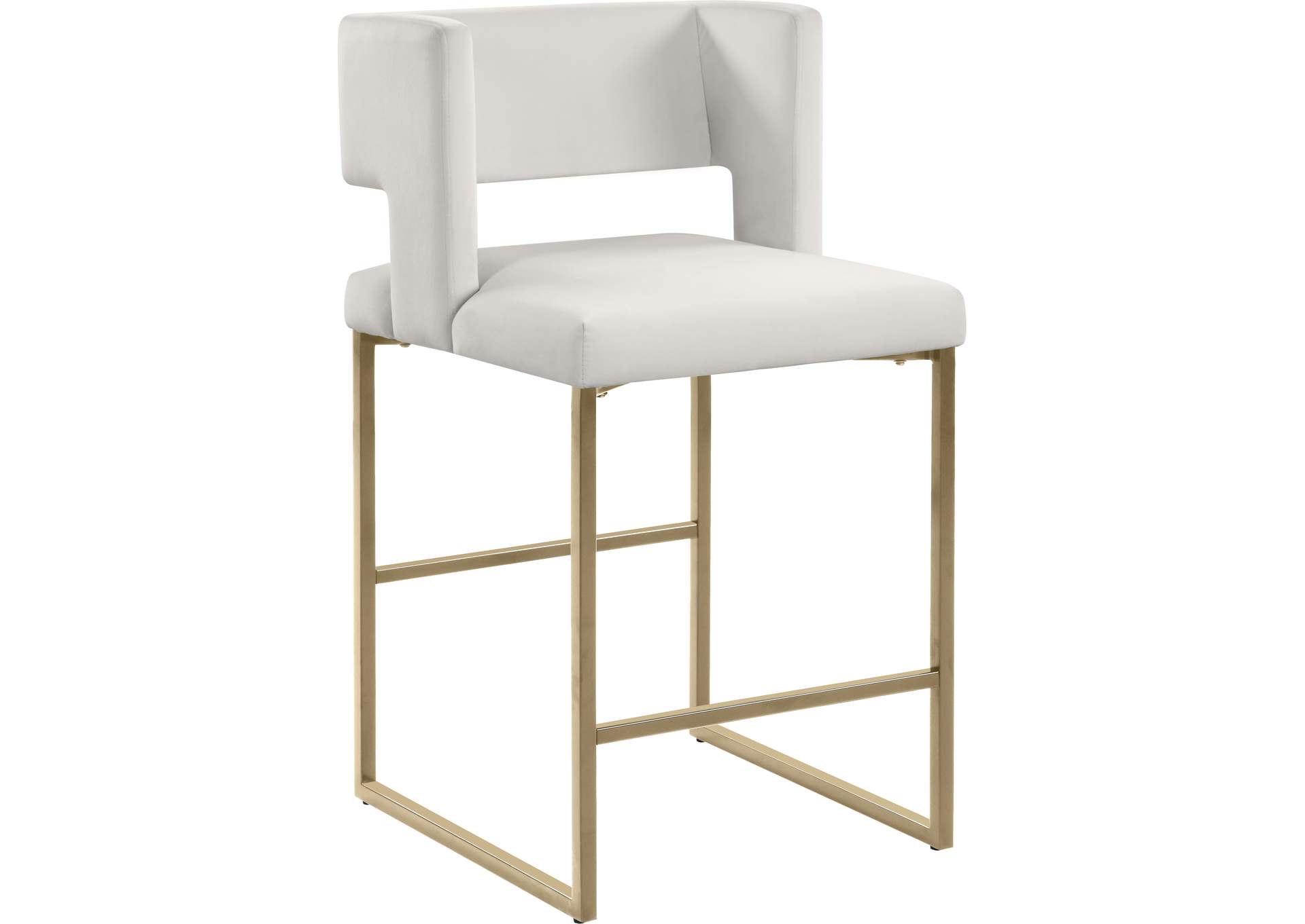 Caleb Cream Velvet Counter Stool Set of 2,Meridian Furniture