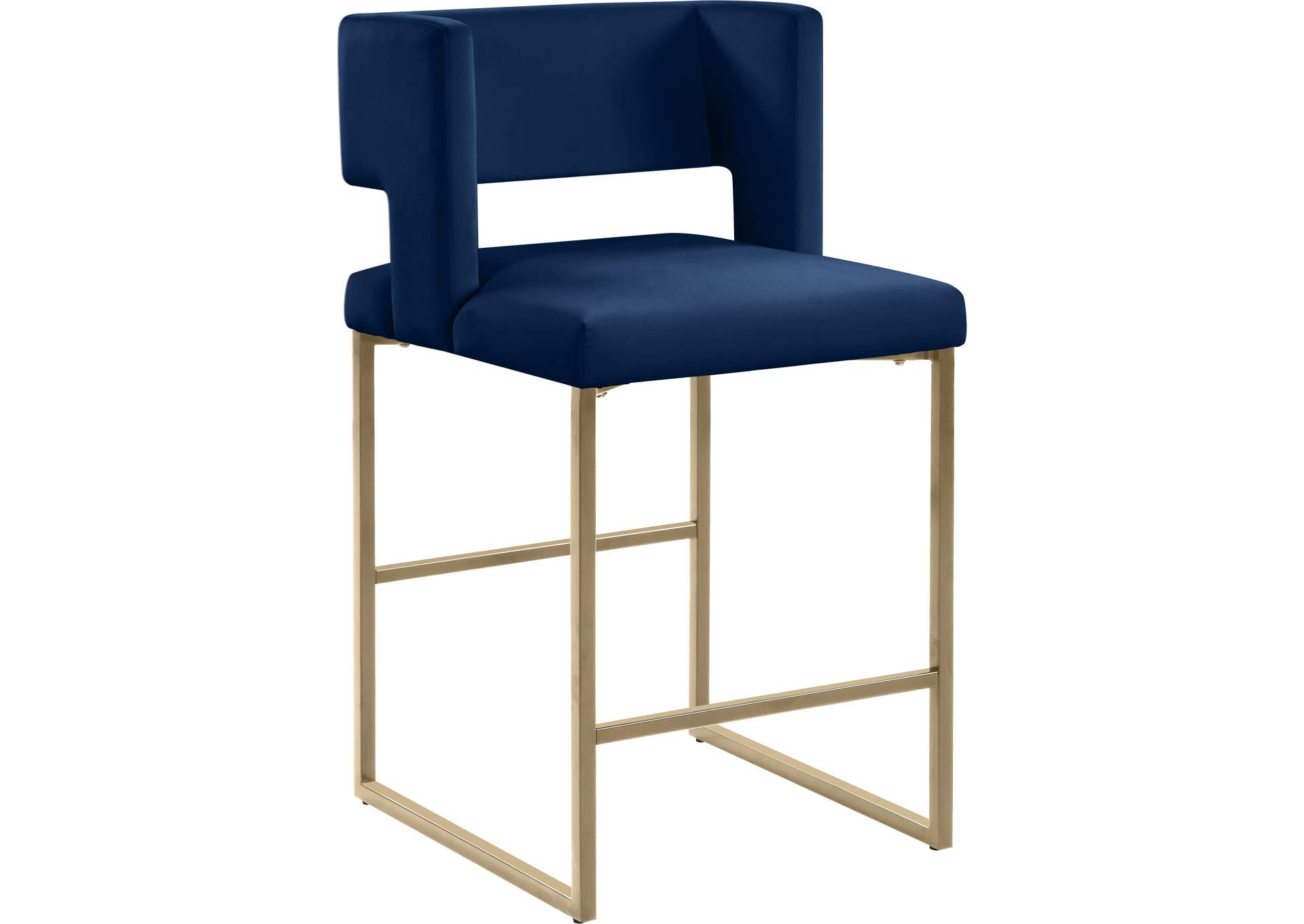 Caleb Navy Velvet Counter Stool Set of 2,Meridian Furniture