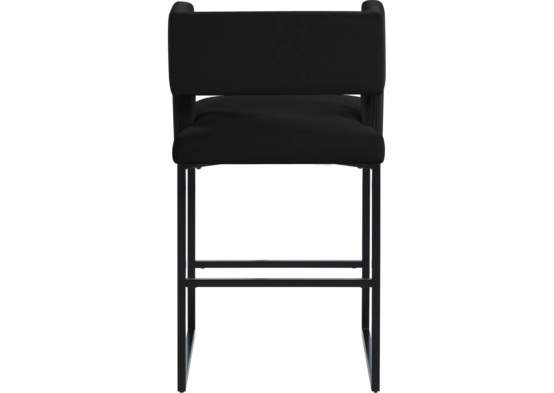 Caleb Black Velvet Counter Stool Set of 2,Meridian Furniture