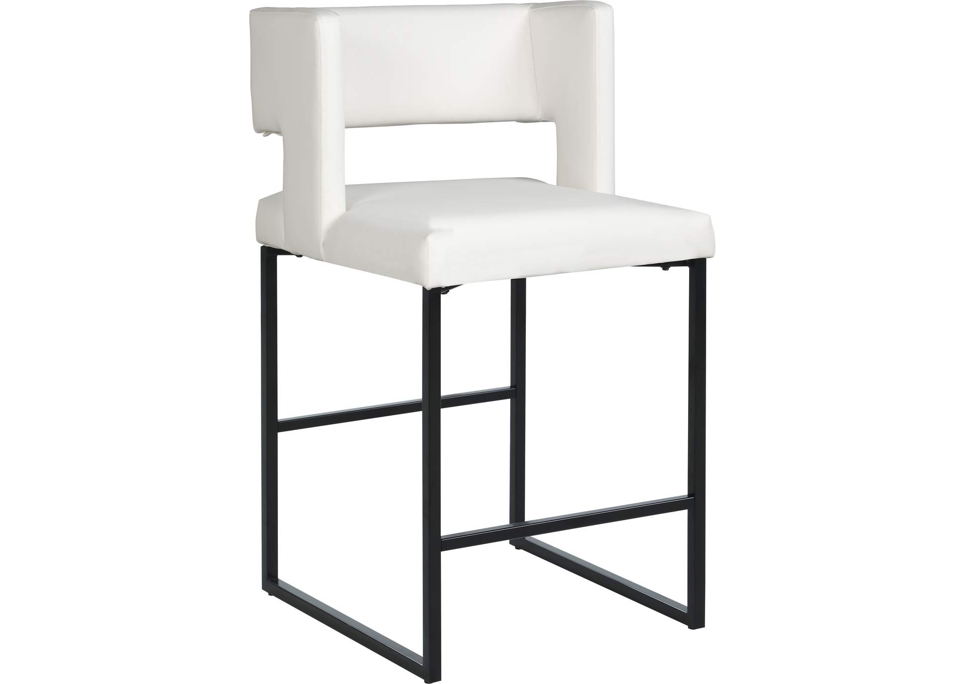 Caleb White Faux Leather Counter Stool Set of 2,Meridian Furniture