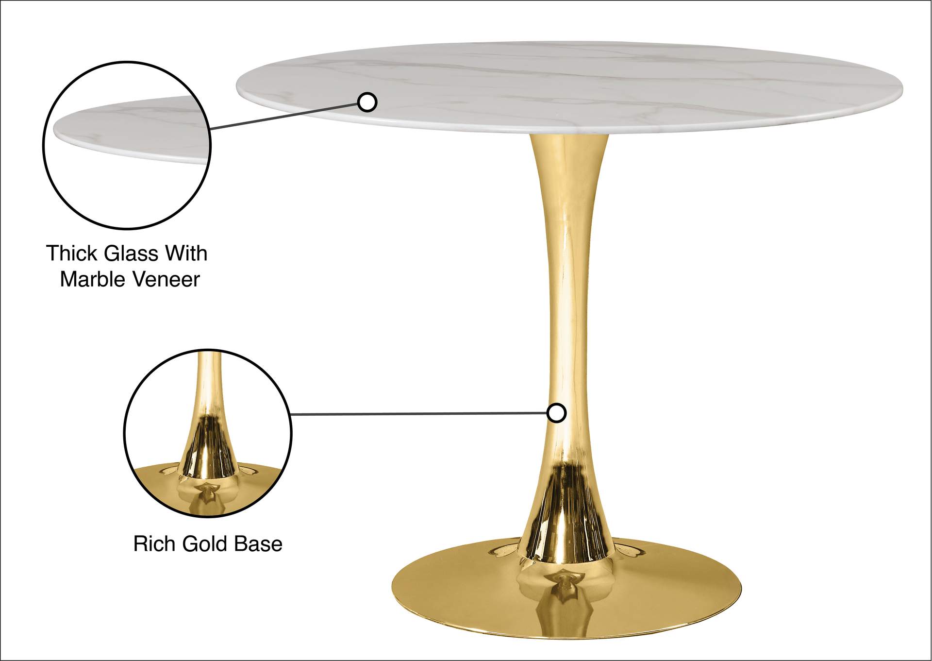 Tulip Gold Dining Table (3 Boxes),Meridian Furniture