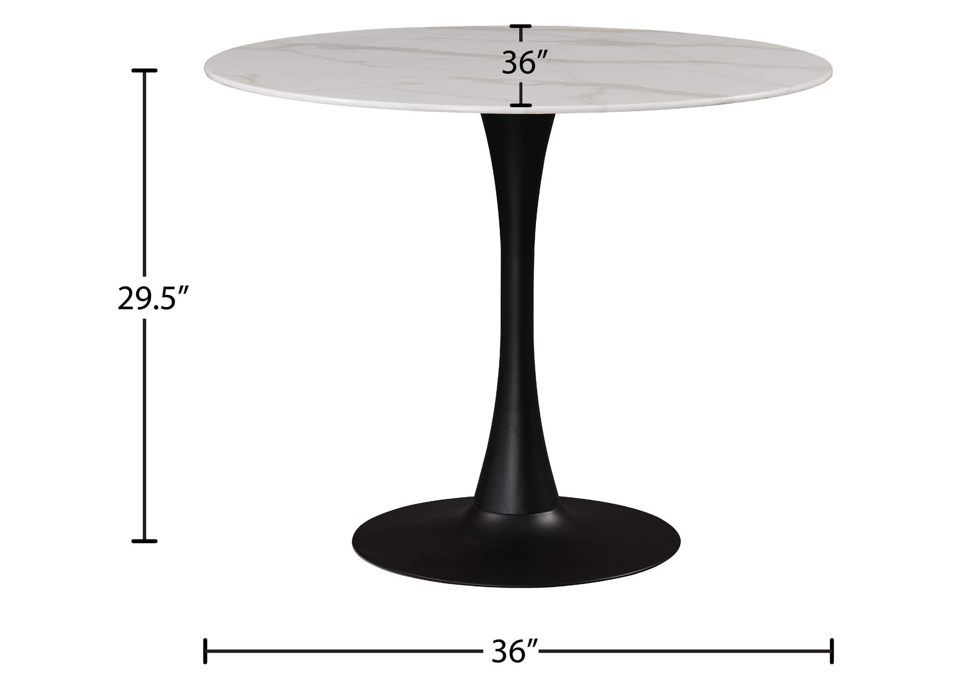 Tulip Matte Black Dining Table (3 Boxes),Meridian Furniture