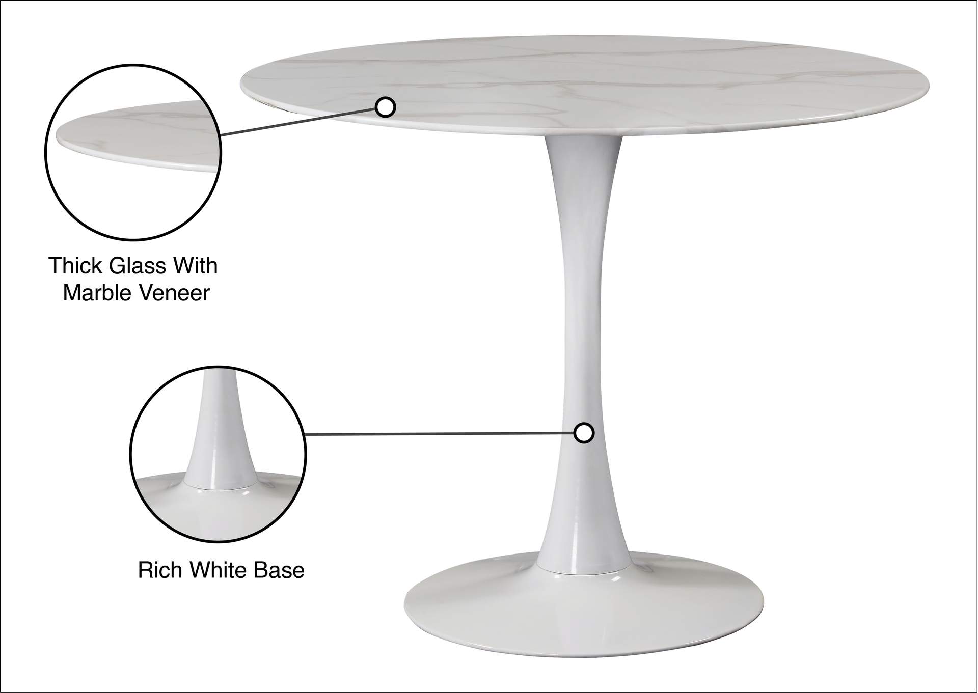 Tulip White Dining Table (3 Boxes),Meridian Furniture