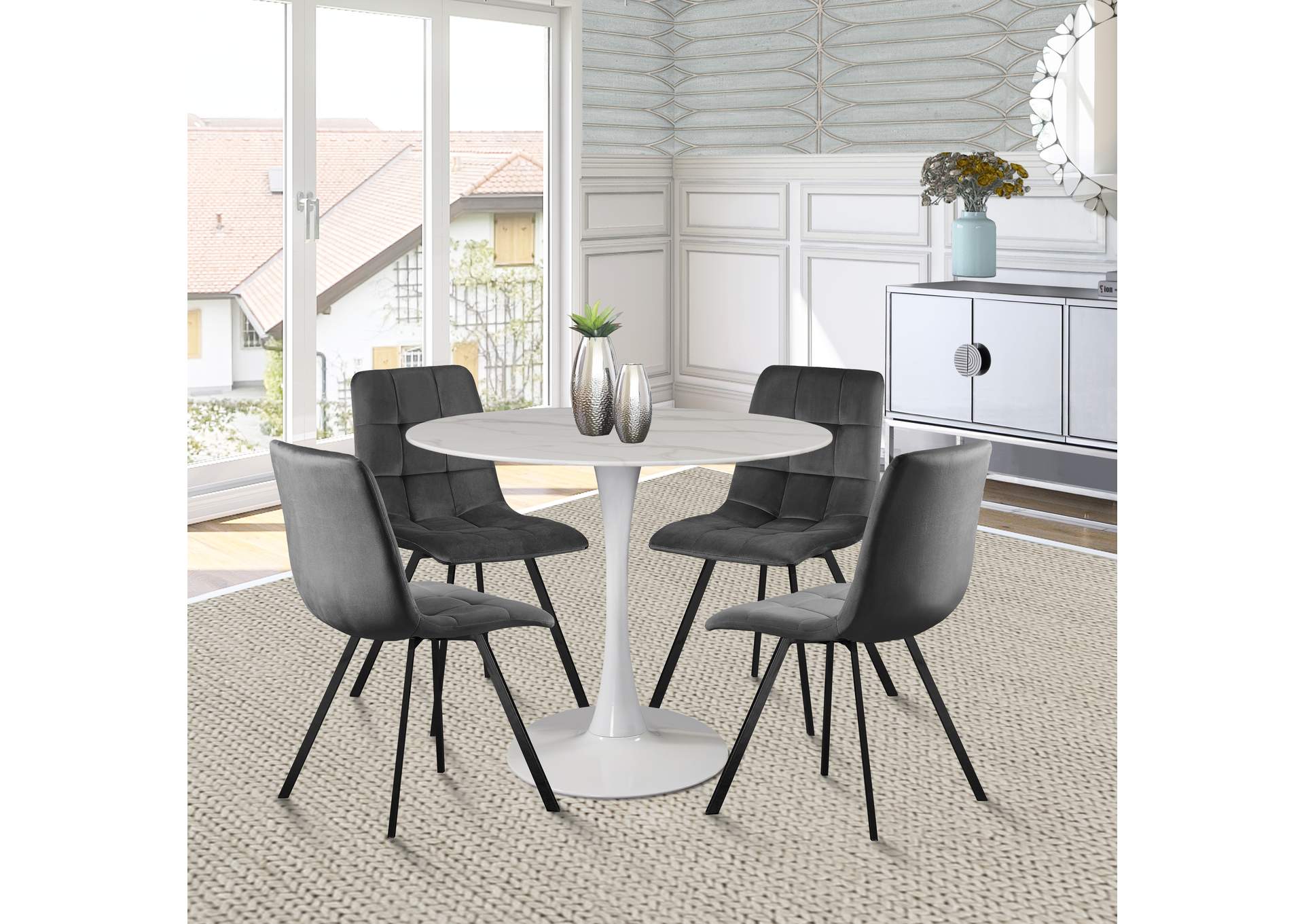 Tulip White Dining Table (3 Boxes),Meridian Furniture